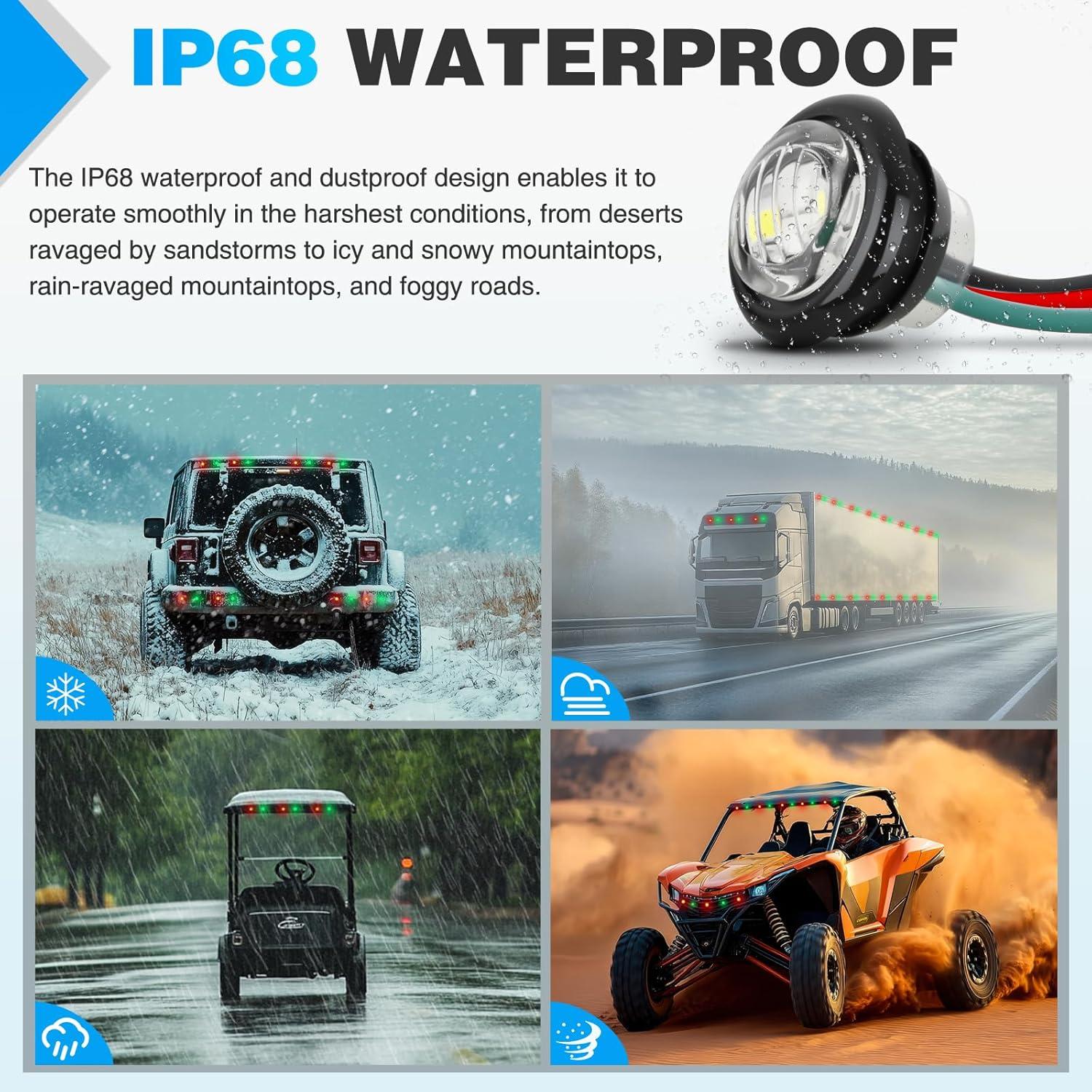 imageNilight TL03 10 PCS 34 Round Clearance LED Front Rear Side Indicator Bullet Marker Light for Truck RV Car Bus Trailer Van Caravan Boat 12V AmberRed Green 10Pcs