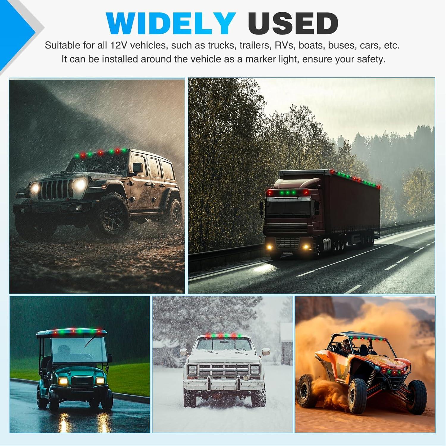 imageNilight TL03 10 PCS 34 Round Clearance LED Front Rear Side Indicator Bullet Marker Light for Truck RV Car Bus Trailer Van Caravan Boat 12V AmberRed Green 10Pcs