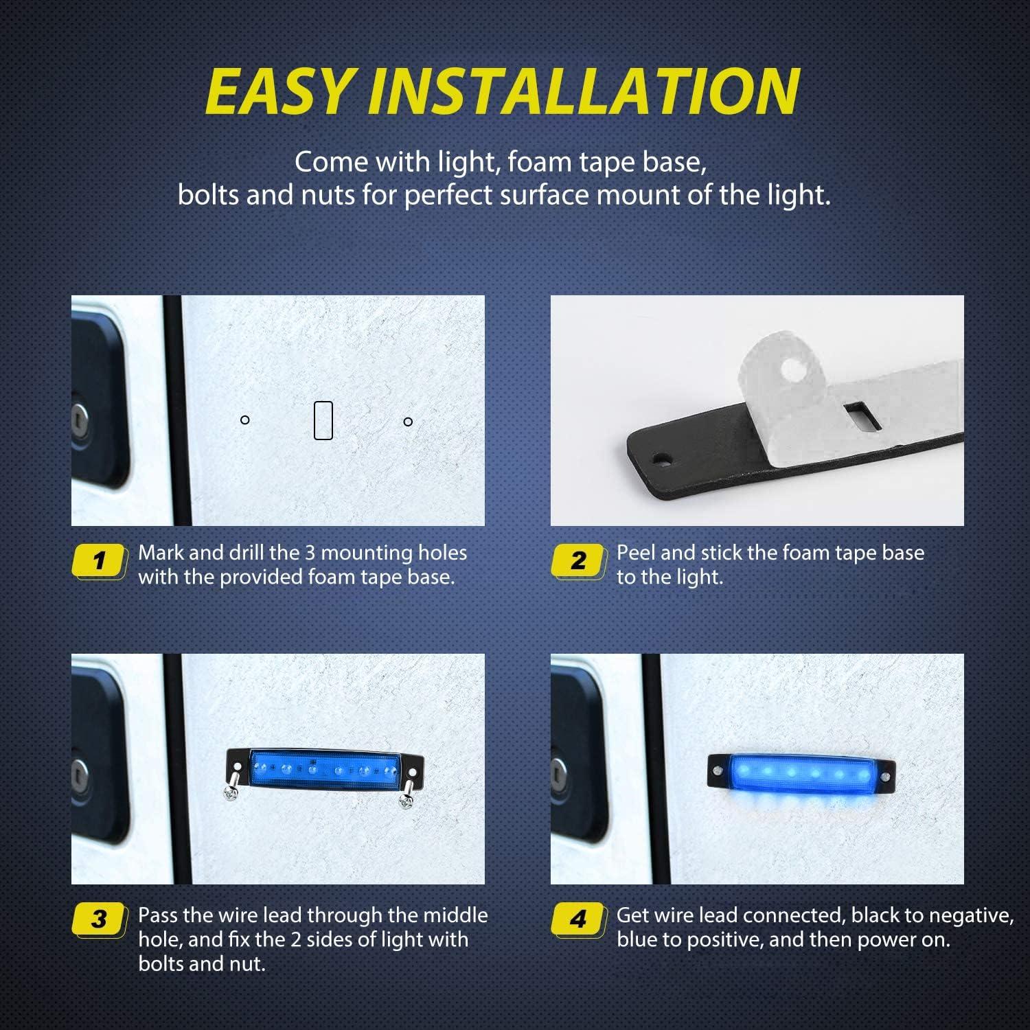 imageNilight TL14 10PCS 38 6 Amber Indicator Rear Side Truck Trailer RV Cab Boat Bus Lorry LED Marker Clearance LightBlue