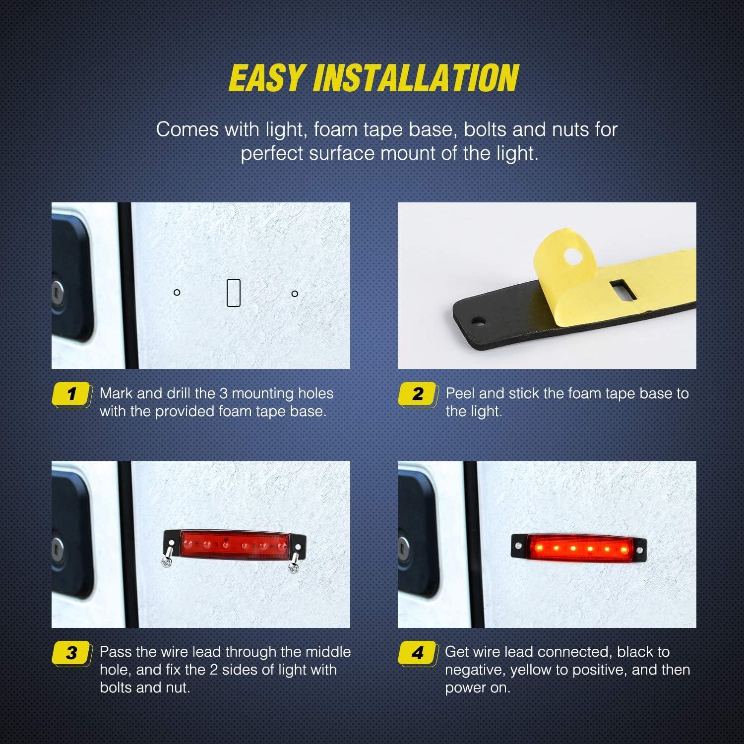 imageNilight TL14 10PCS 38 6 Amber Indicator Rear Side Truck Trailer RV Cab Boat Bus Lorry LED Marker Clearance LightRed