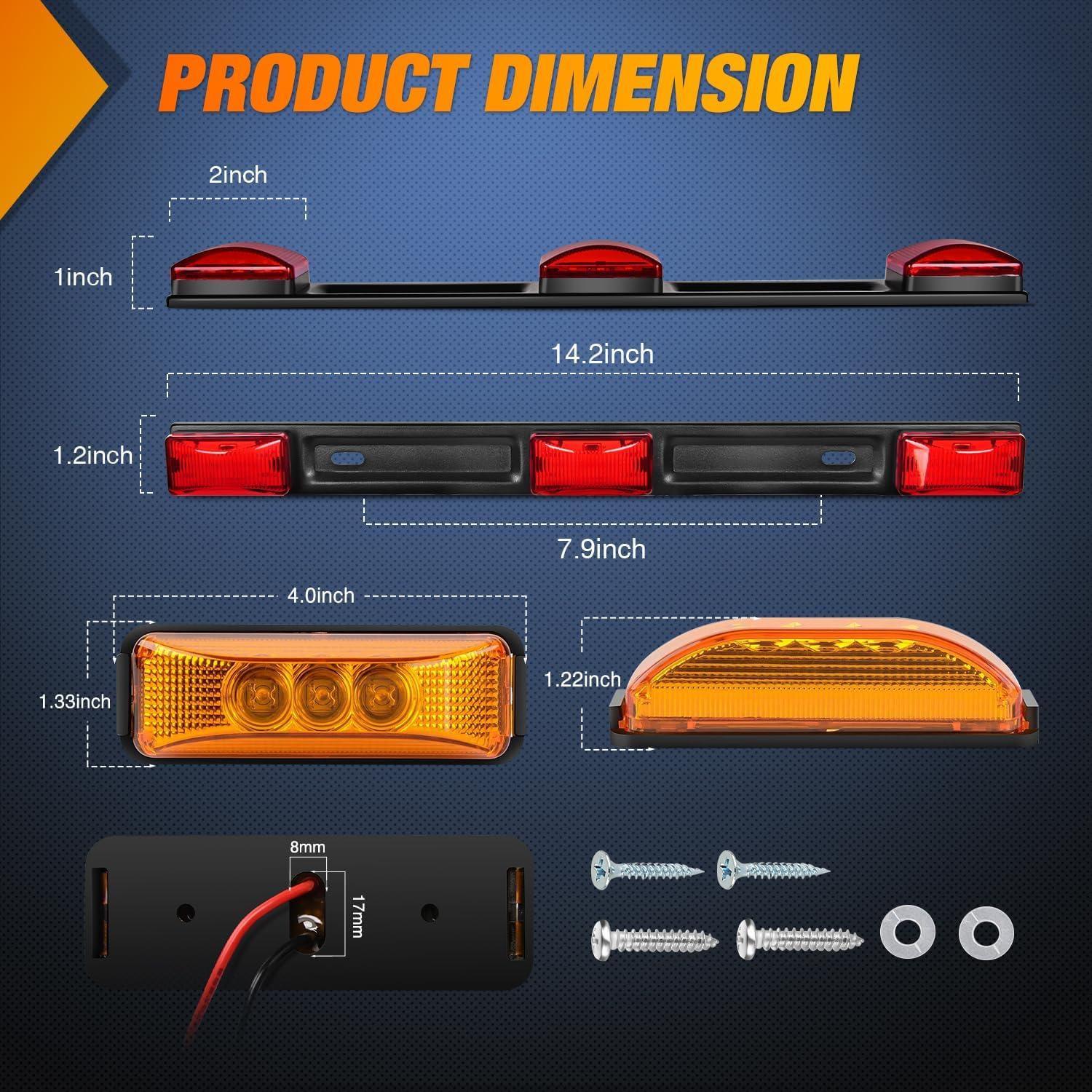 imageNilight TL20 2PCS Submersible Kit Low Profile Rectangular LED Stop Tail Turn Signal Side Marker Light on 12V RV Pickup Trucks Marine Boats Trailers 2 Years WarrantyRed White BlackTrailer Light wMarker Lights wID Bar