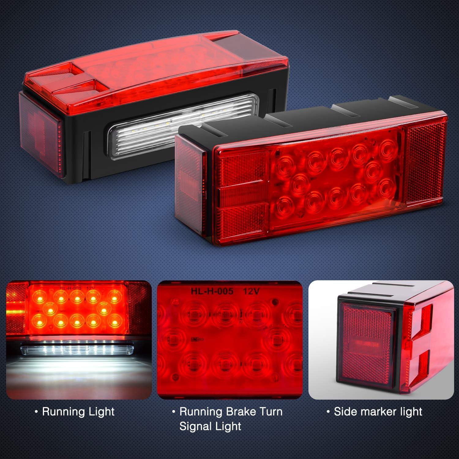 imageNilight TL20 2PCS Submersible Kit Low Profile Rectangular LED Stop Tail Turn Signal Side Marker Light on 12V RV Pickup Trucks Marine Boats Trailers 2 Years WarrantyRed White BlackTrailer Light
