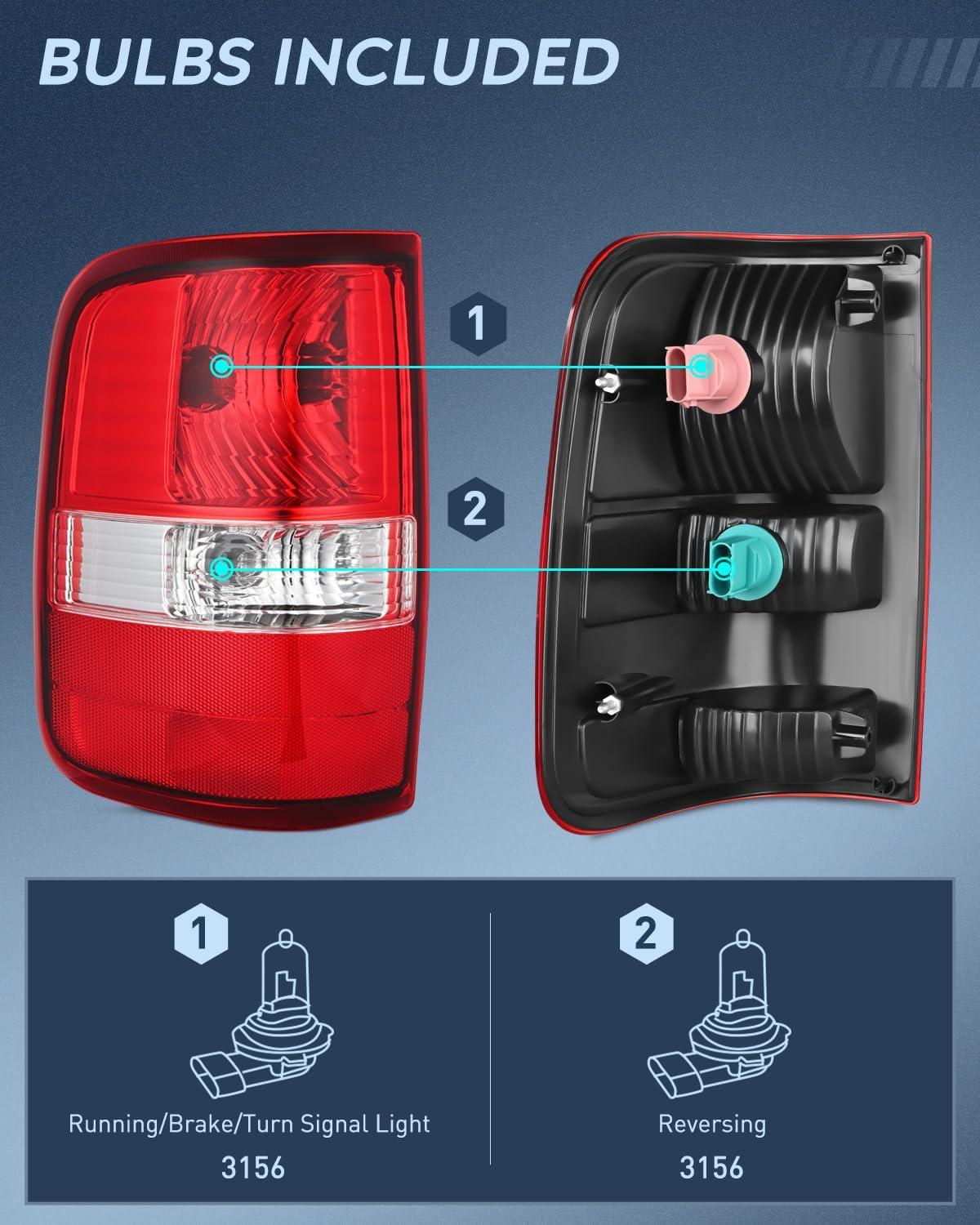 imageNilight Taillight Assembly Compatible with 2004 2005 2006 2007 2008 Ford F150 Rear Tail Light Lamp Replacement OE Style Driver Side and Passenger SideDriver Side
