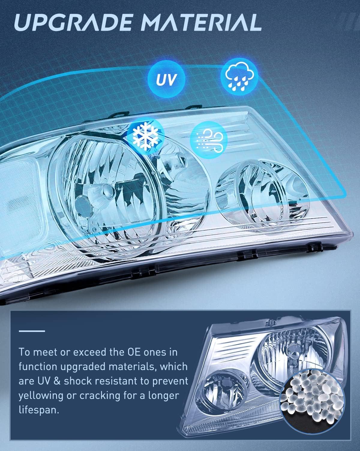 imageNilight Taillight Assembly Compatible with 2004 2005 2006 2007 2008 Ford F150 Rear Tail Light Lamp Replacement OE Style Driver Side and Passenger SideChrome Housing Clear Reflector