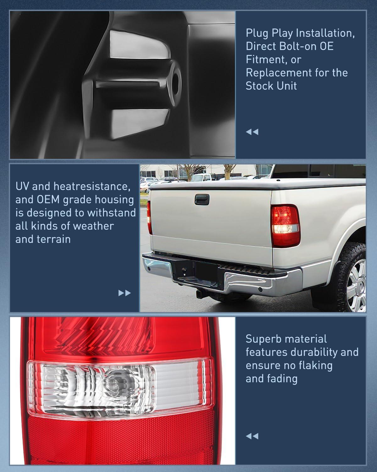 imageNilight Taillight Assembly Compatible with 2004 2005 2006 2007 2008 Ford F150 Rear Tail Light Lamp Replacement OE Style Driver Side and Passenger SidePassenger Side