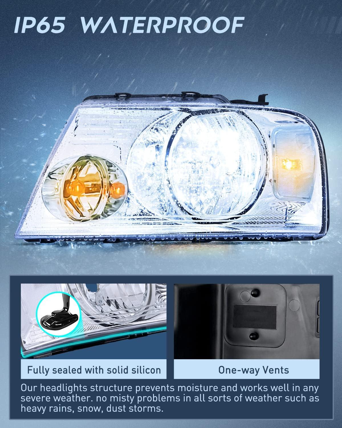 imageNilight Taillight Assembly Compatible with 2004 2005 2006 2007 2008 Ford F150 Rear Tail Light Lamp Replacement OE Style Driver Side and Passenger SideChrome Housing Clear Reflector