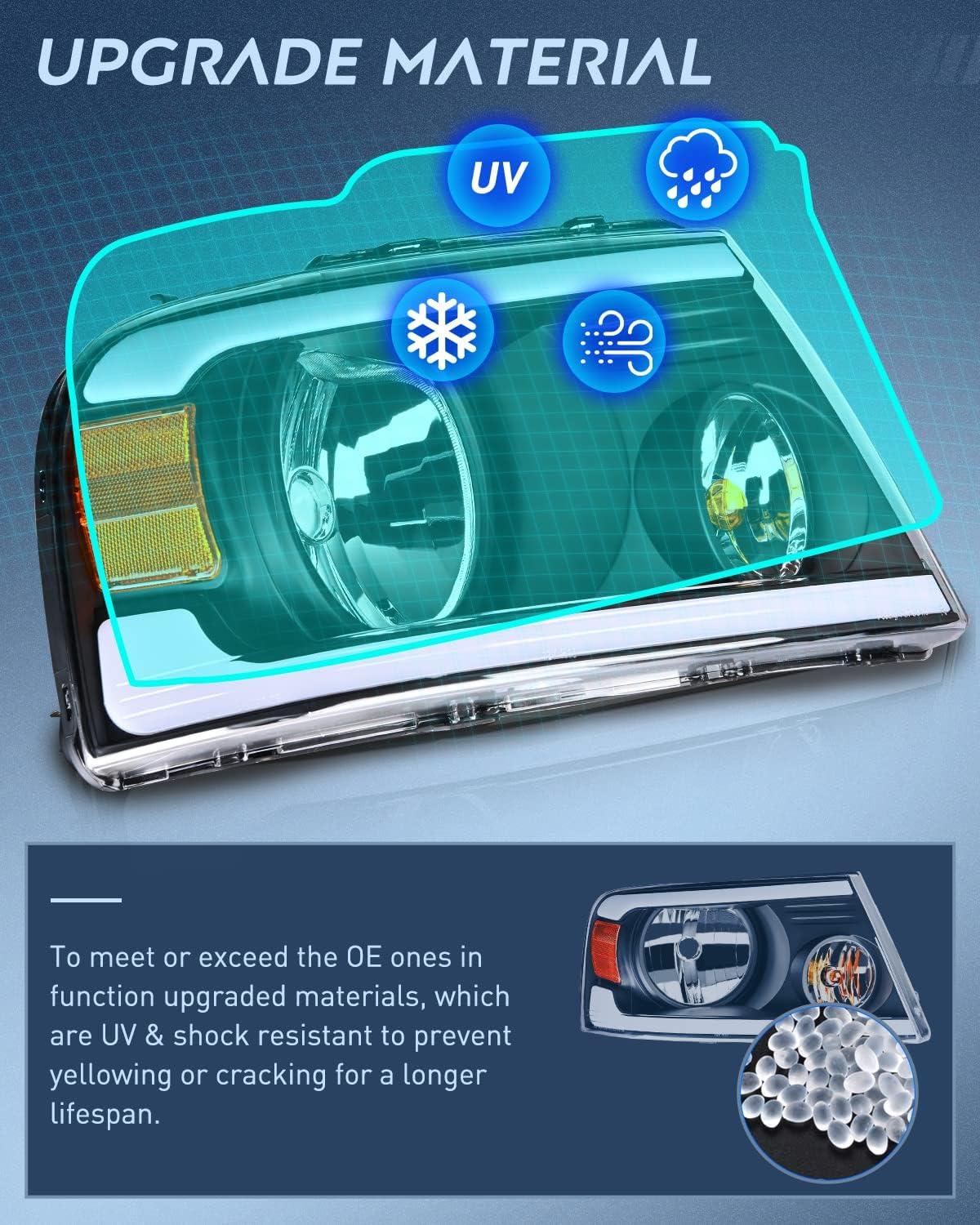 imageNilight Taillight Assembly Compatible with 2004 2005 2006 2007 2008 Ford F150 Rear Tail Light Lamp Replacement OE Style Driver Side and Passenger SideBlack Housing Amber Reflector DRL