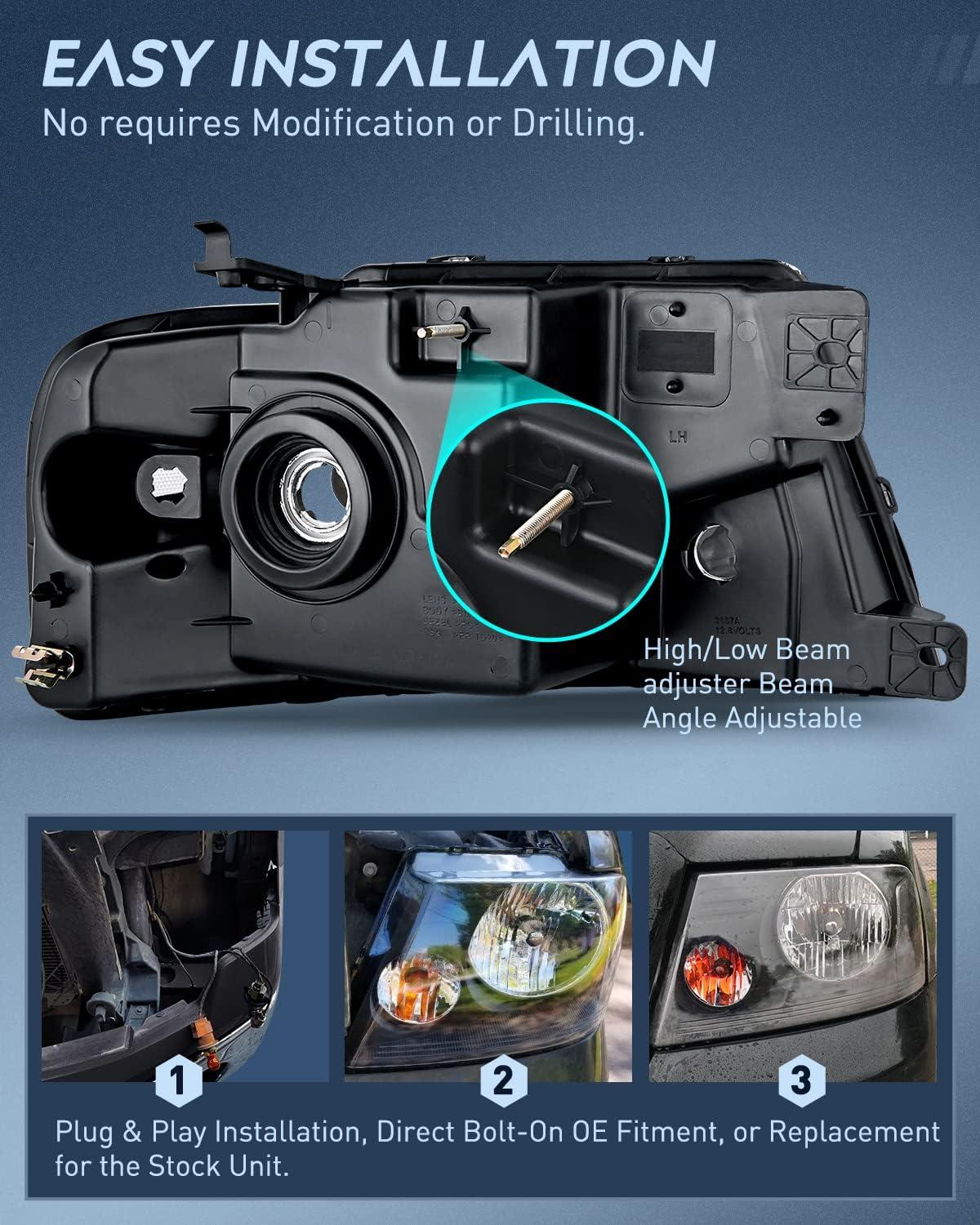 imageNilight Taillight Assembly Compatible with 2004 2005 2006 2007 2008 Ford F150 Rear Tail Light Lamp Replacement OE Style Driver Side and Passenger SideBlack Housing Amber Reflector