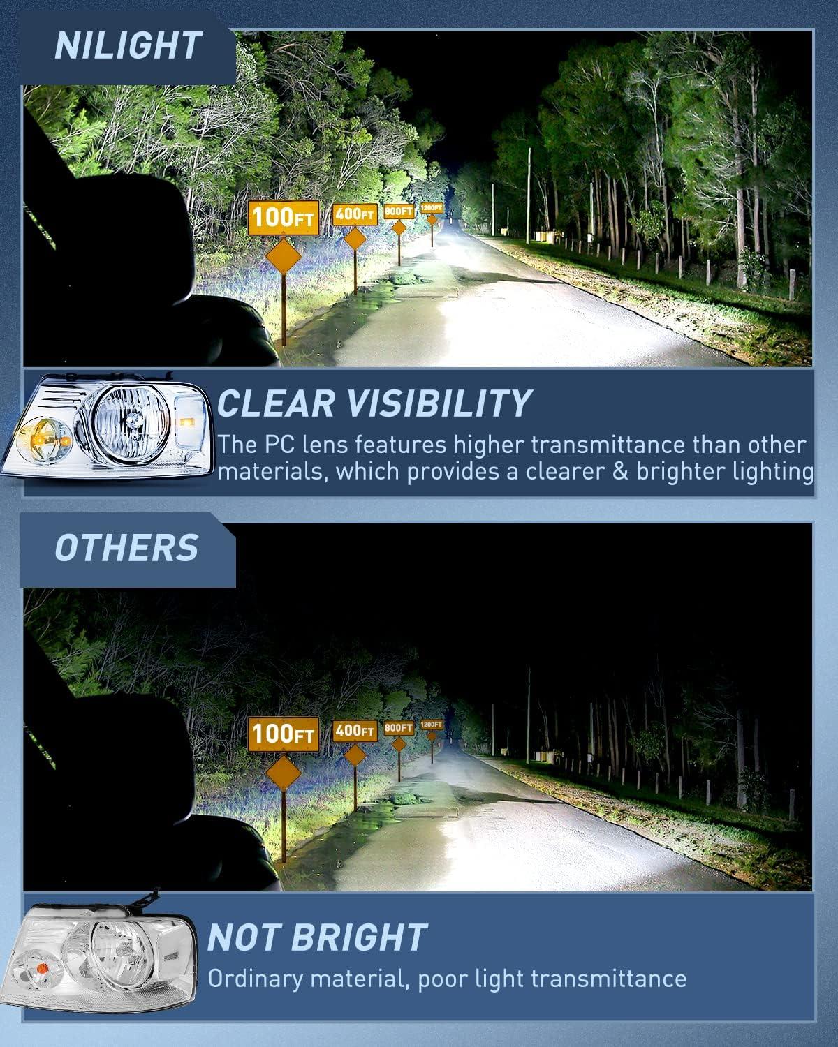 imageNilight Taillight Assembly Compatible with 2004 2005 2006 2007 2008 Ford F150 Rear Tail Light Lamp Replacement OE Style Driver Side and Passenger SideChrome Housing Clear Reflector