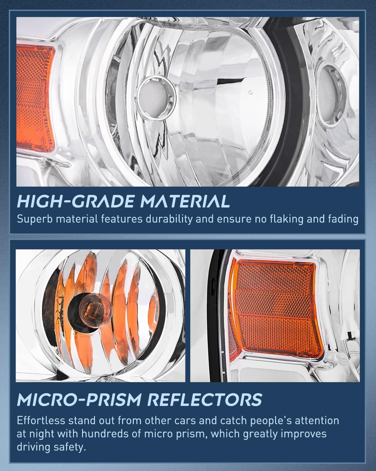 imageNilight Taillight Assembly Compatible with 2004 2005 2006 2007 2008 Ford F150 Rear Tail Light Lamp Replacement OE Style Driver Side and Passenger SideChrome Housing Amber Reflector DRL