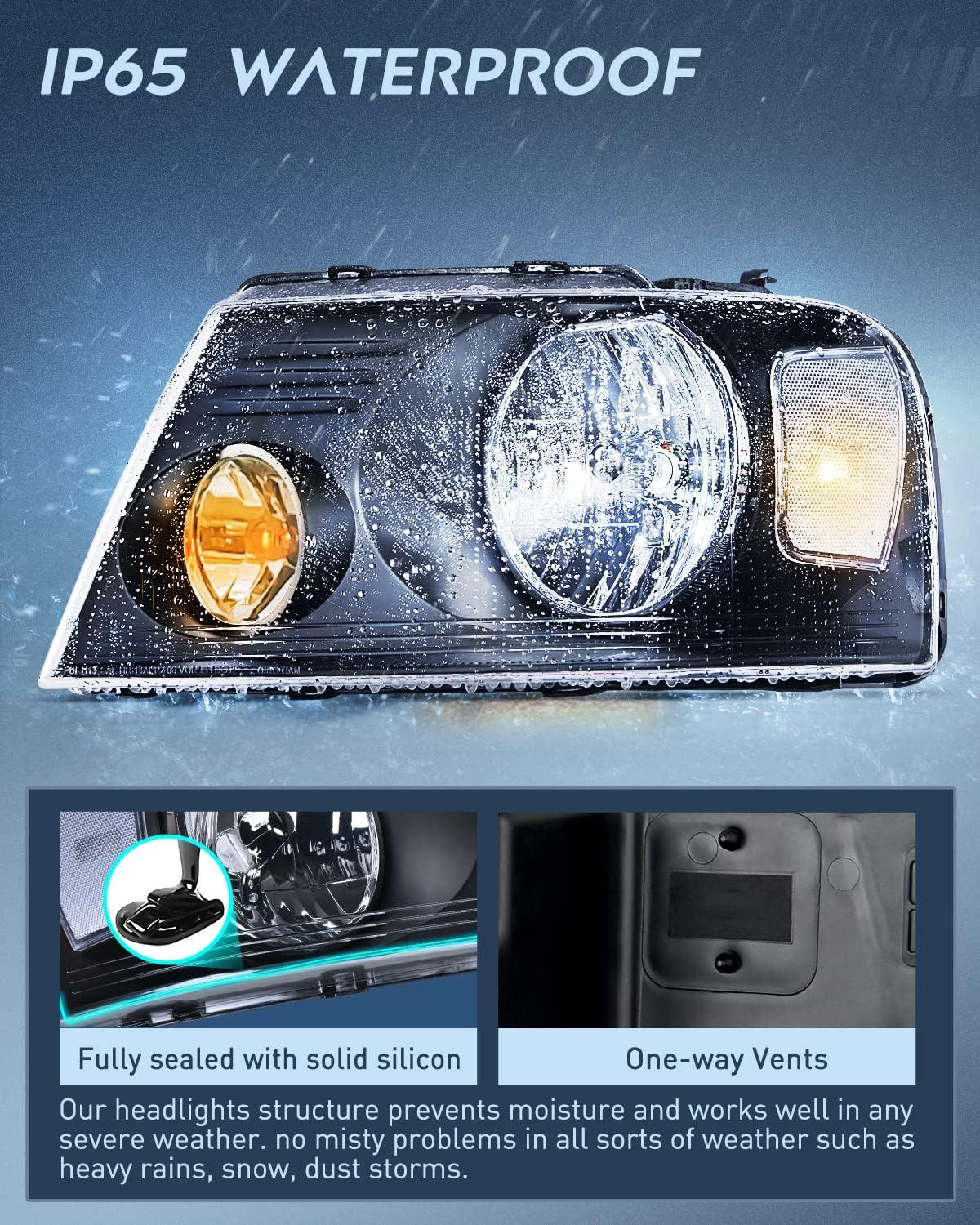 imageNilight Taillight Assembly Compatible with 2004 2005 2006 2007 2008 Ford F150 Rear Tail Light Lamp Replacement OE Style Driver Side and Passenger SideBlack Housing Clear Reflector