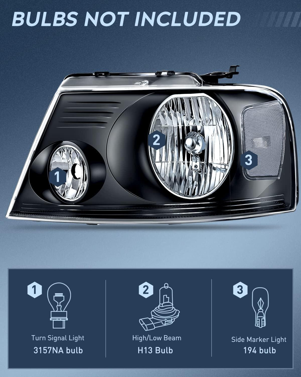 imageNilight Taillight Assembly Compatible with 2004 2005 2006 2007 2008 Ford F150 Rear Tail Light Lamp Replacement OE Style Driver Side and Passenger SideBlack Housing Clear Reflector