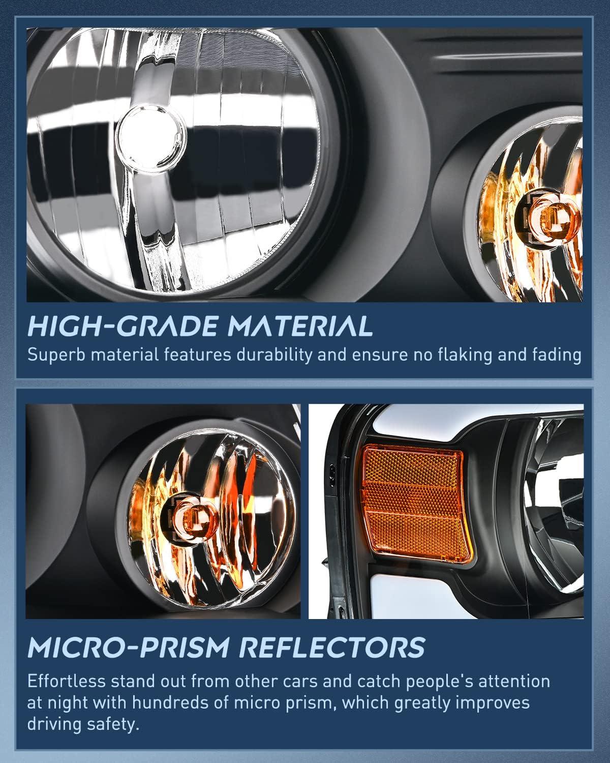 imageNilight Taillight Assembly Compatible with 2004 2005 2006 2007 2008 Ford F150 Rear Tail Light Lamp Replacement OE Style Driver Side and Passenger SideBlack Housing Amber Reflector DRL