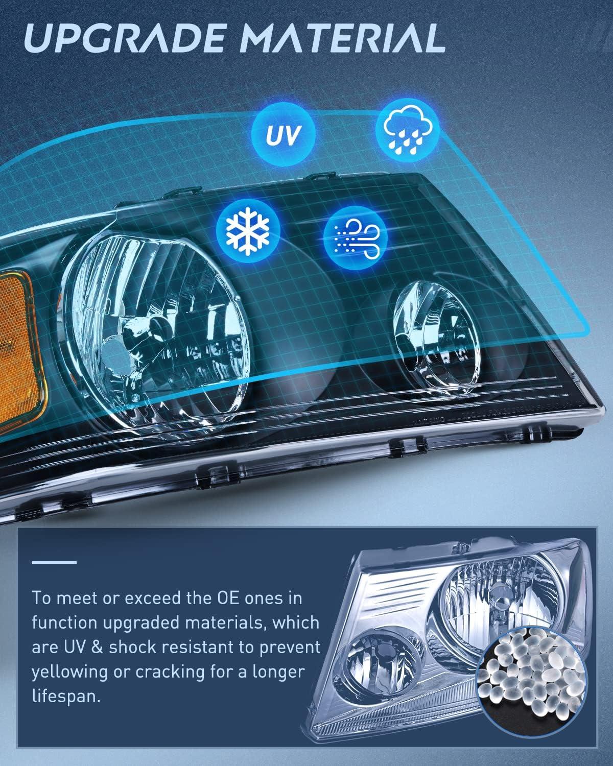 imageNilight Taillight Assembly Compatible with 2004 2005 2006 2007 2008 Ford F150 Rear Tail Light Lamp Replacement OE Style Driver Side and Passenger SideBlack Housing Amber Reflector