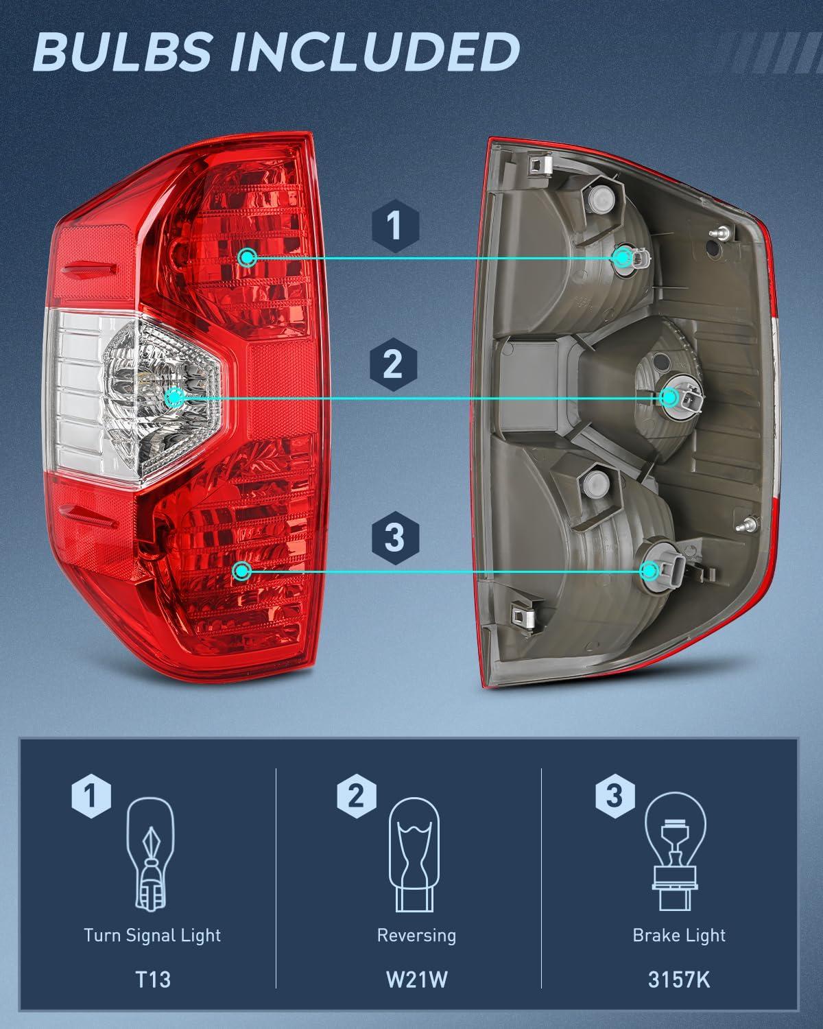 imageNilight Taillight Assembly Compatible with 2014 2015 2016 2017 2018 2019 2020 2021 Toyota Tundra Rear Lamp Replacement OE Style Driver SideDriver Side