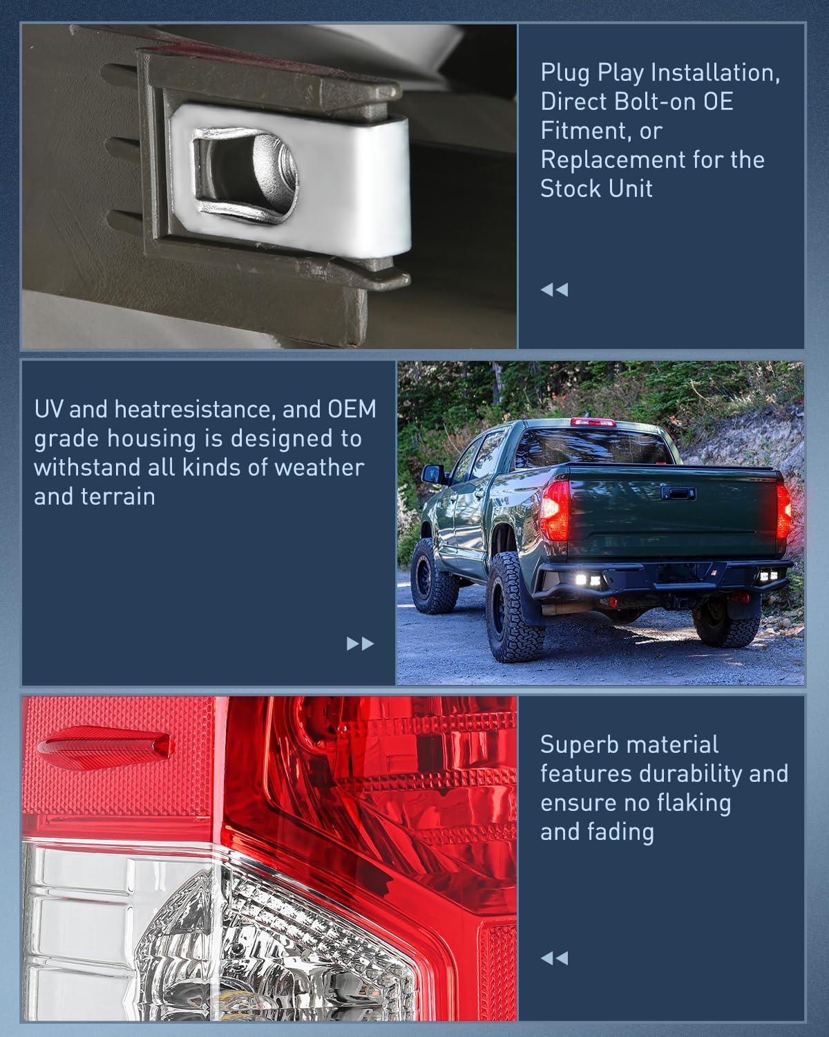 imageNilight Taillight Assembly Compatible with 2014 2015 2016 2017 2018 2019 2020 2021 Toyota Tundra Rear Lamp Replacement OE Style Driver SideDriver Side