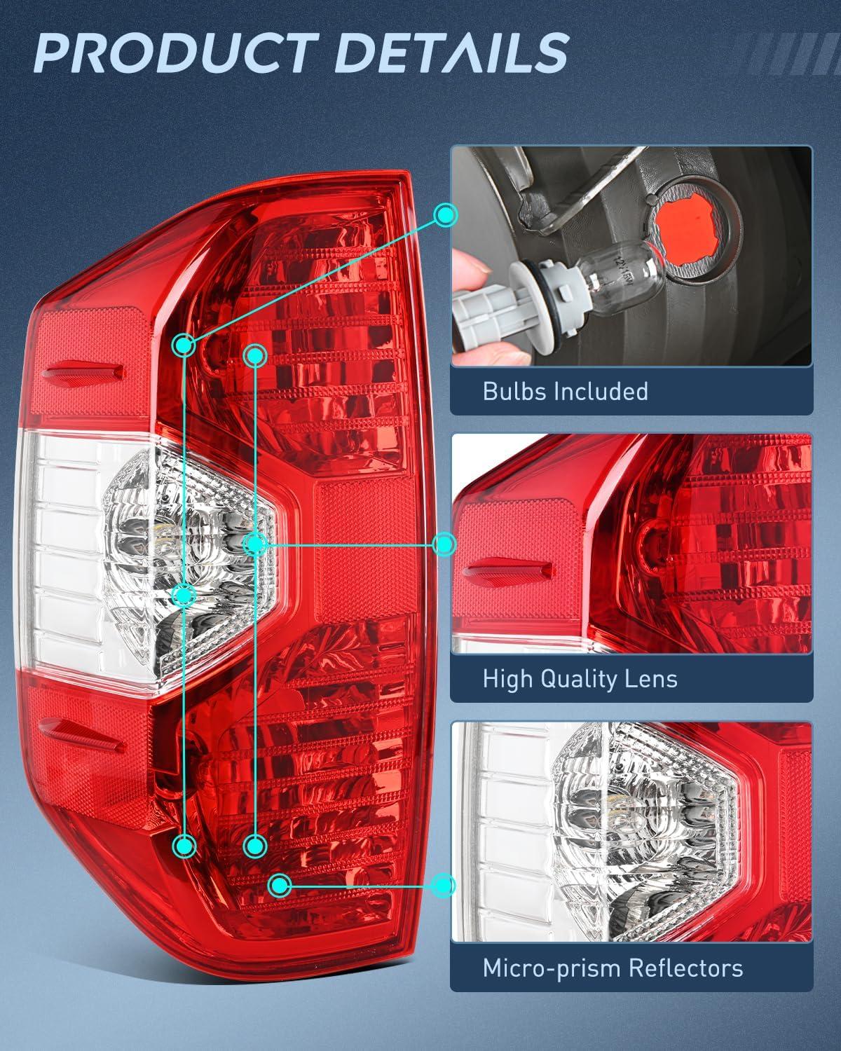 imageNilight Taillight Assembly Compatible with 2014 2015 2016 2017 2018 2019 2020 2021 Toyota Tundra Rear Lamp Replacement OE Style Driver SideDriver Side