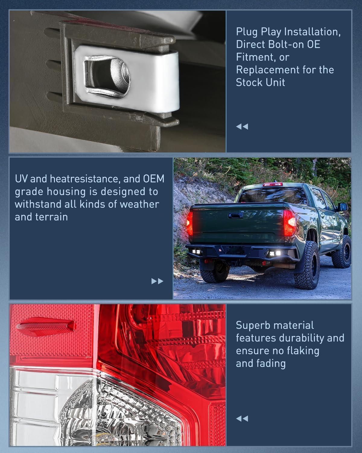 imageNilight Taillight Assembly Compatible with 2014 2015 2016 2017 2018 2019 2020 2021 Toyota Tundra Rear Lamp Replacement OE Style Driver SidePair of Driver and Passenger Side