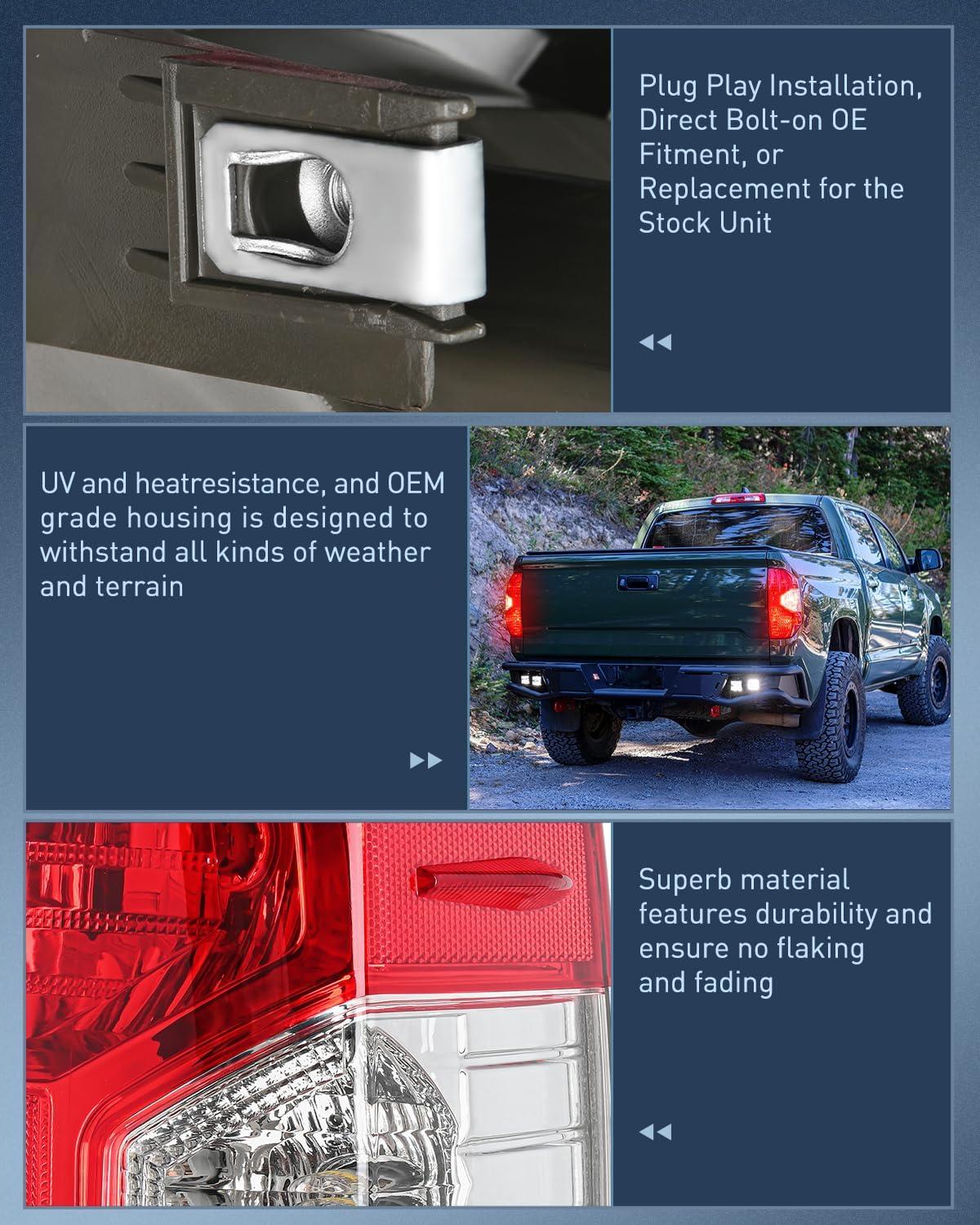 imageNilight Taillight Assembly Compatible with 2014 2015 2016 2017 2018 2019 2020 2021 Toyota Tundra Rear Lamp Replacement OE Style Driver SidePassenger Side