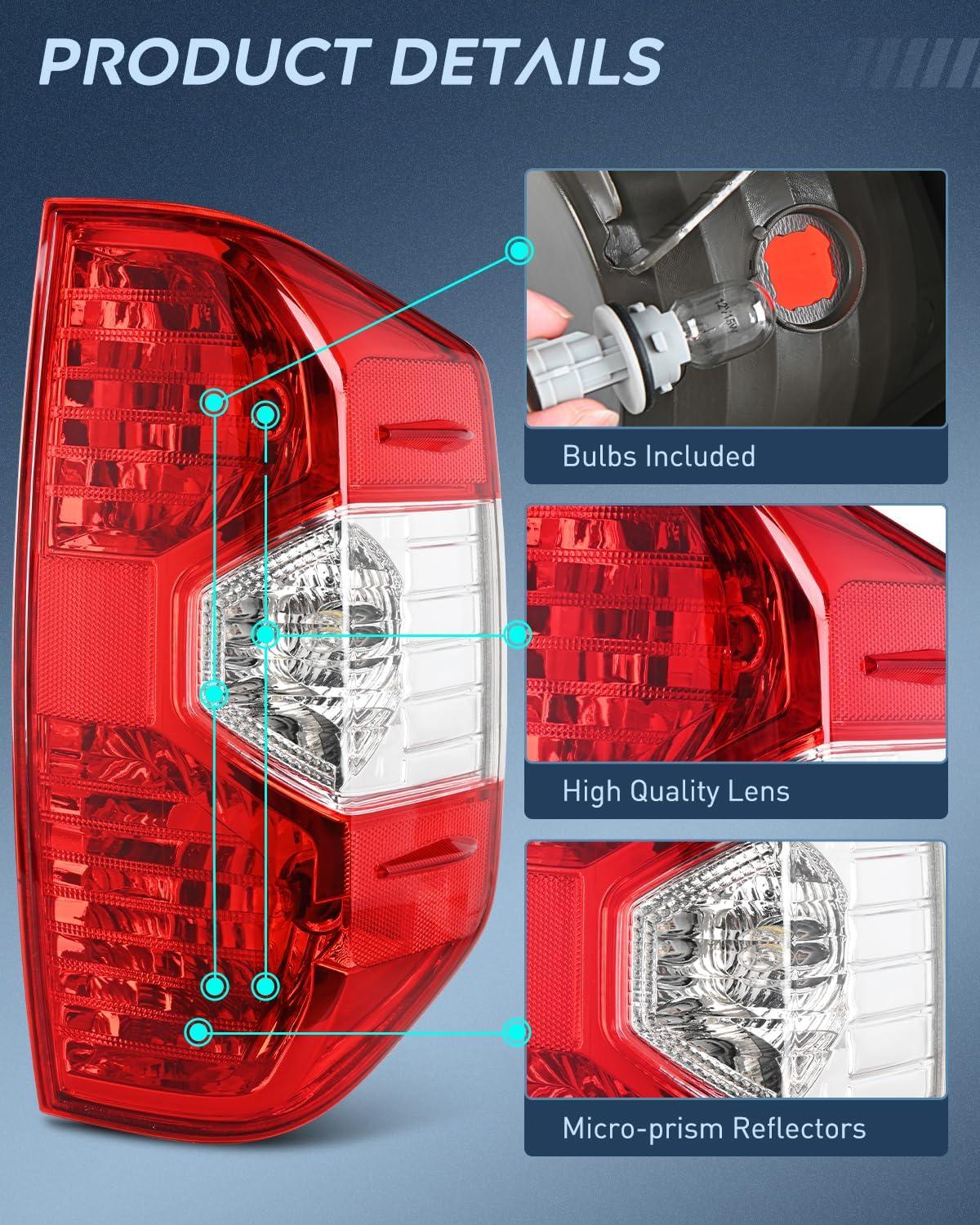 imageNilight Taillight Assembly Compatible with 2014 2015 2016 2017 2018 2019 2020 2021 Toyota Tundra Rear Lamp Replacement OE Style Driver SidePassenger Side
