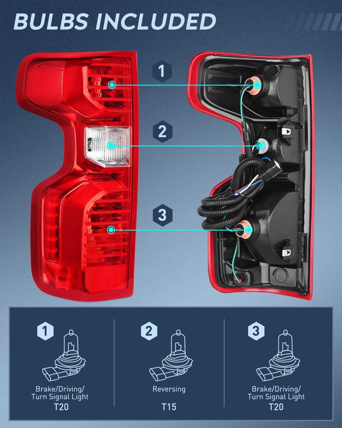 imageNilight Taillight Assembly Compatible with 2019 2020 2021 2022 2023 2024 Chevy Silverado 1500 20202024 Silverado 2500HD 3500HD Rear Lamp Replacement OE Style Passenger SidePair of Driver and Passenger Side