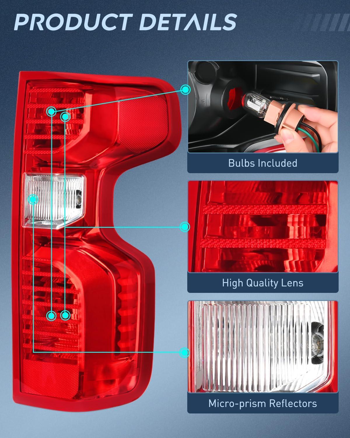 imageNilight Taillight Assembly Compatible with 2019 2020 2021 2022 2023 2024 Chevy Silverado 1500 20202024 Silverado 2500HD 3500HD Rear Lamp Replacement OE Style Passenger SidePassenger Side