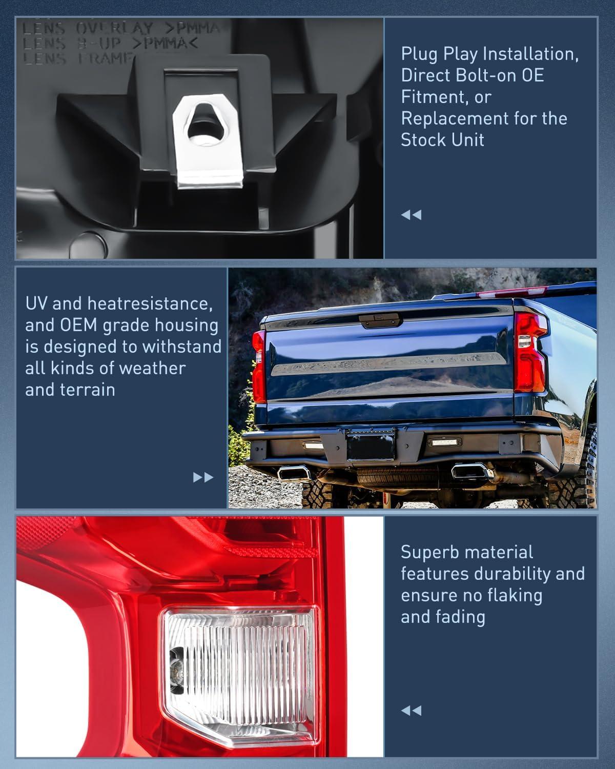 imageNilight Taillight Assembly Compatible with 2019 2020 2021 2022 2023 2024 Chevy Silverado 1500 20202024 Silverado 2500HD 3500HD Rear Lamp Replacement OE Style Passenger SideDriver Side