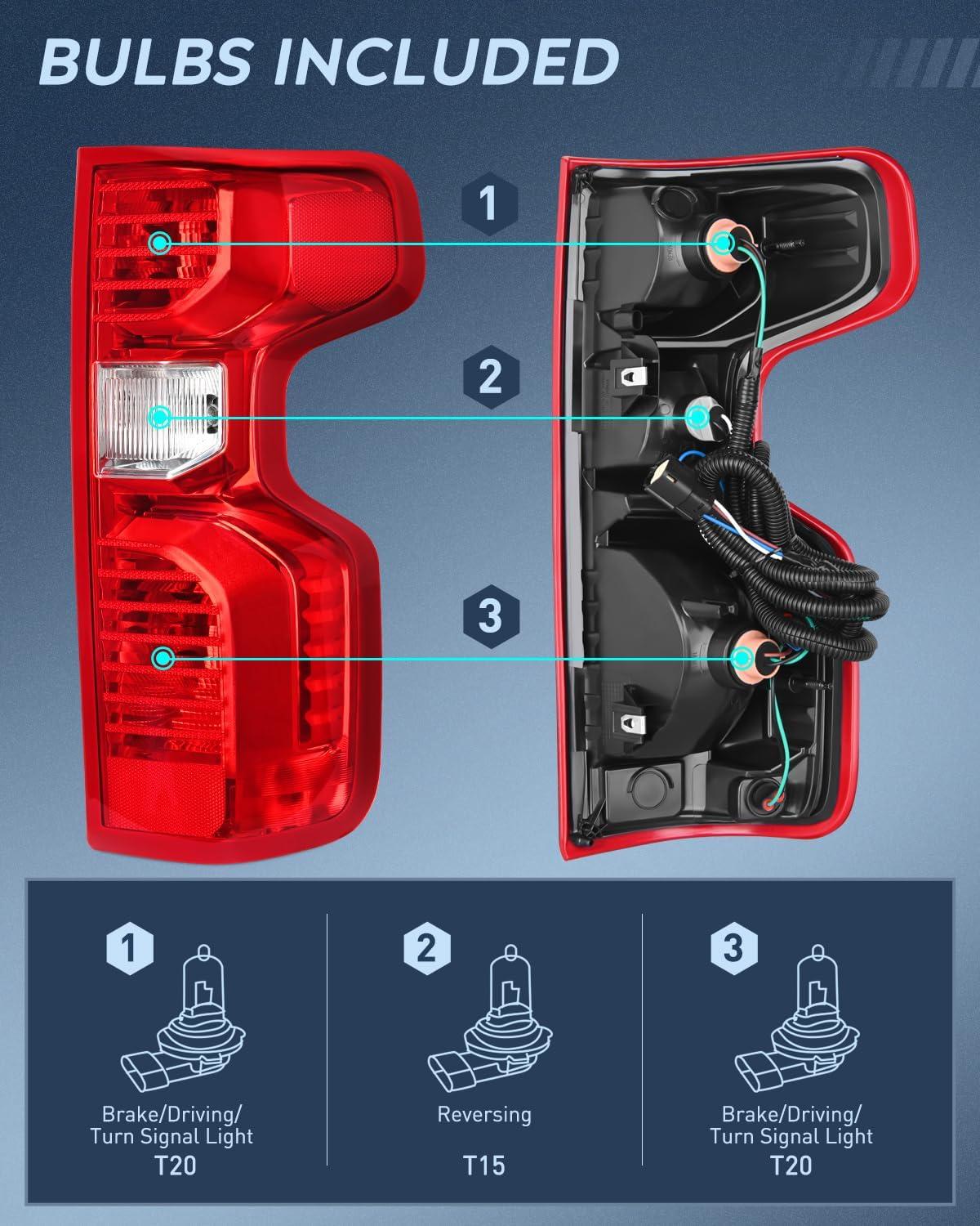 imageNilight Taillight Assembly Compatible with 2019 2020 2021 2022 2023 2024 Chevy Silverado 1500 20202024 Silverado 2500HD 3500HD Rear Lamp Replacement OE Style Passenger SidePassenger Side