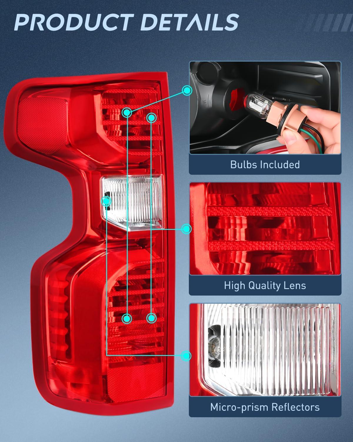 imageNilight Taillight Assembly Compatible with 2019 2020 2021 2022 2023 2024 Chevy Silverado 1500 20202024 Silverado 2500HD 3500HD Rear Lamp Replacement OE Style Passenger SideDriver Side