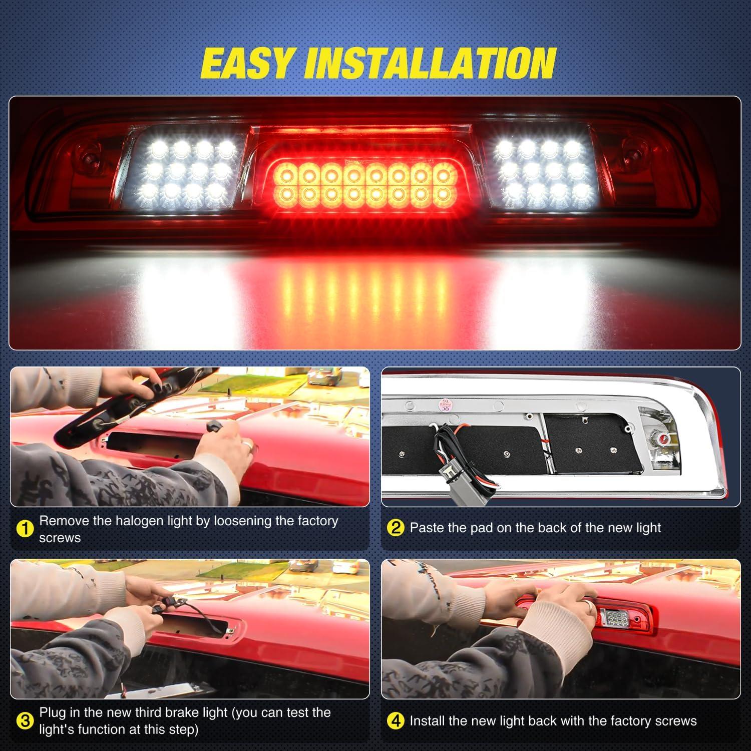 imageNilight Third Brake Light Tail High Mount 3rd Stop Cargo Reverse LED Lights Red Lens Compatible with Chevy Colorado and GMC Canyon 2004 2005 2006 2007 2008 2009 2010 2011 2012 Pickup TruckRed Lens