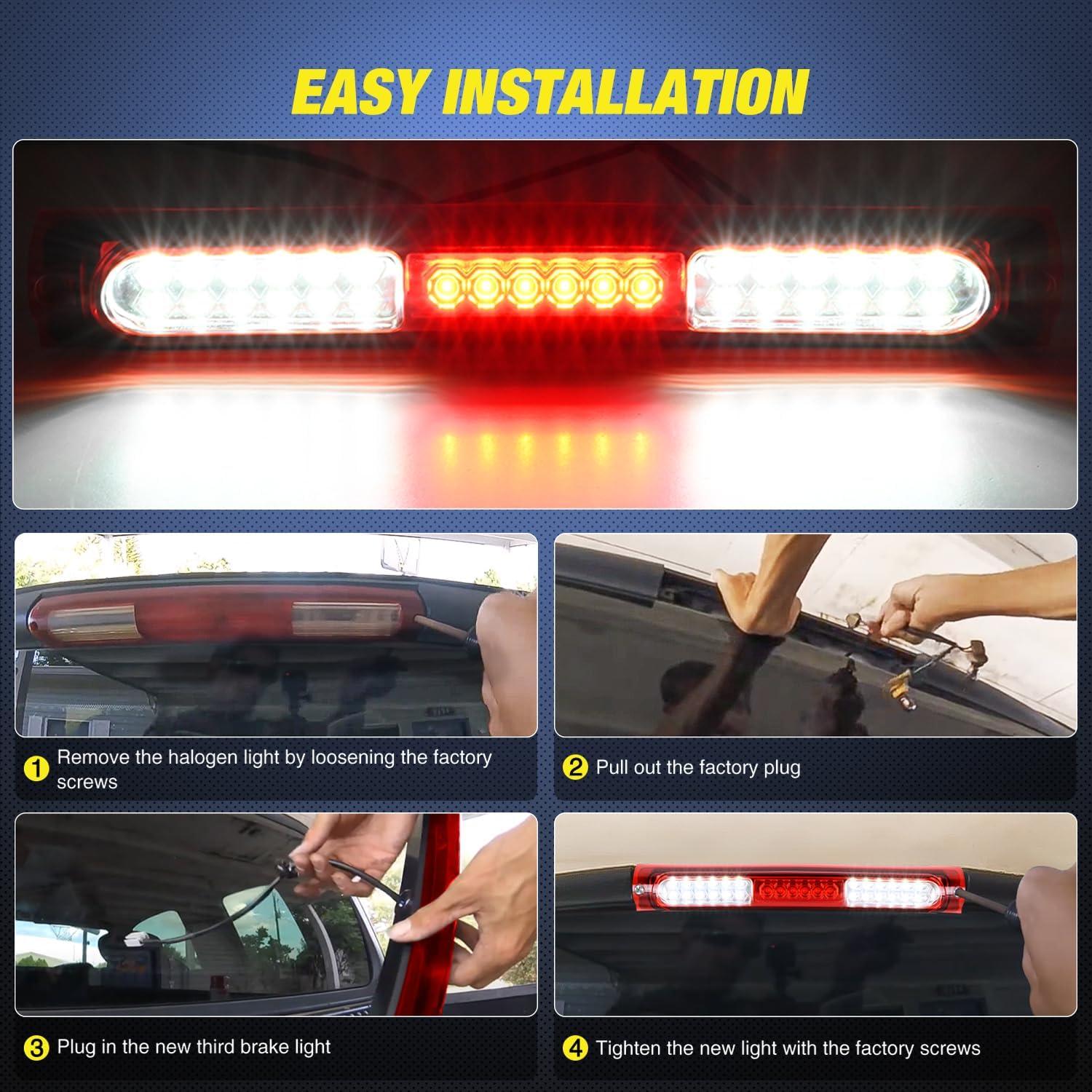 imageNilight Third Brake Light Tail High Mount 3rd Stop Cargo Reverse LED Lights Red Lens Compatible with Chevy Colorado and GMC Canyon 2004 2005 2006 2007 2008 2009 2010 2011 2012 Pickup TruckRed Lens