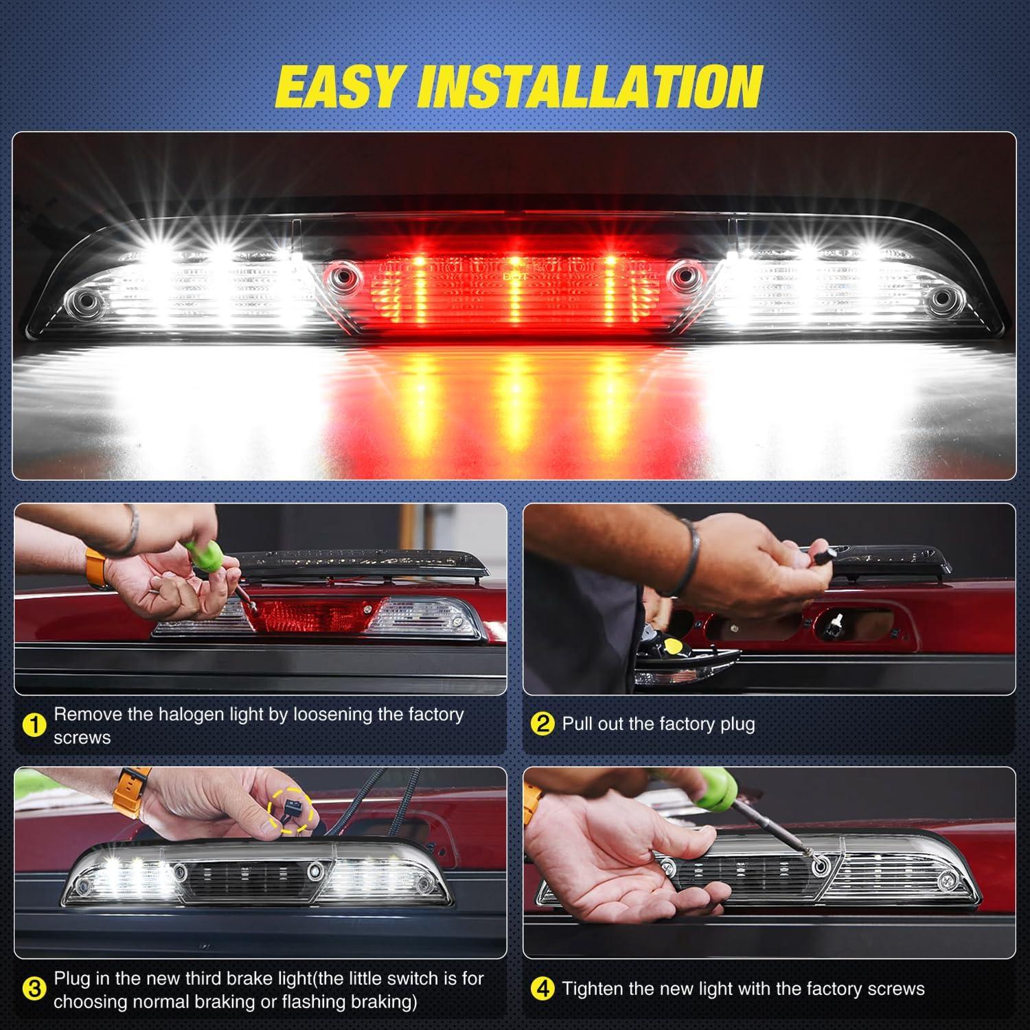 imageNilight Third Brake Light Tail High Mount 3rd Stop Cargo Reverse LED Lights Red Lens Compatible with Chevy Colorado and GMC Canyon 2004 2005 2006 2007 2008 2009 2010 2011 2012 Pickup TruckClear Lens