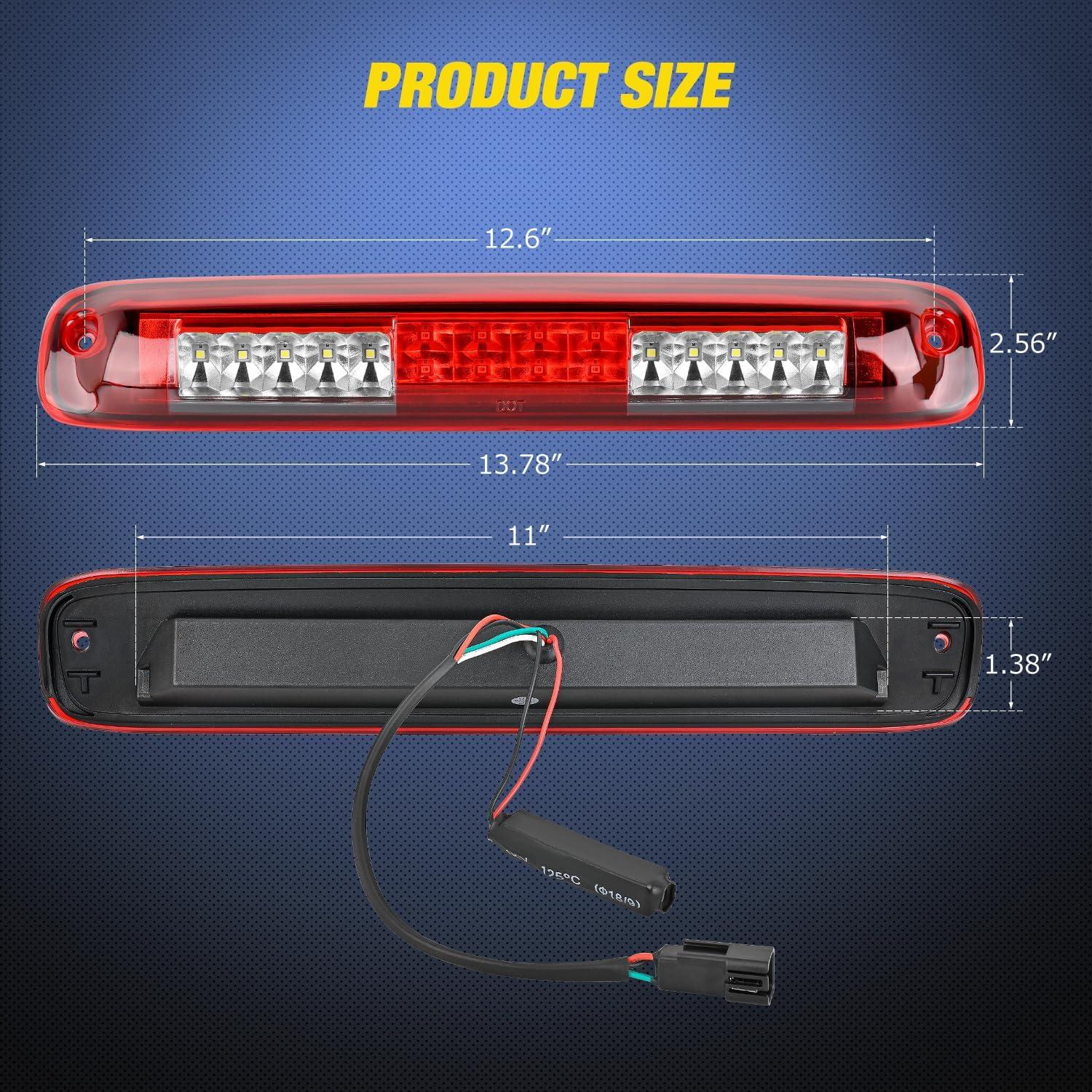 imageNilight Third Brake Light Tail High Mount 3rd Stop Cargo Reverse LED Lights Red Lens Compatible with Chevy Colorado and GMC Canyon 2004 2005 2006 2007 2008 2009 2010 2011 2012 Pickup TruckRed Lens
