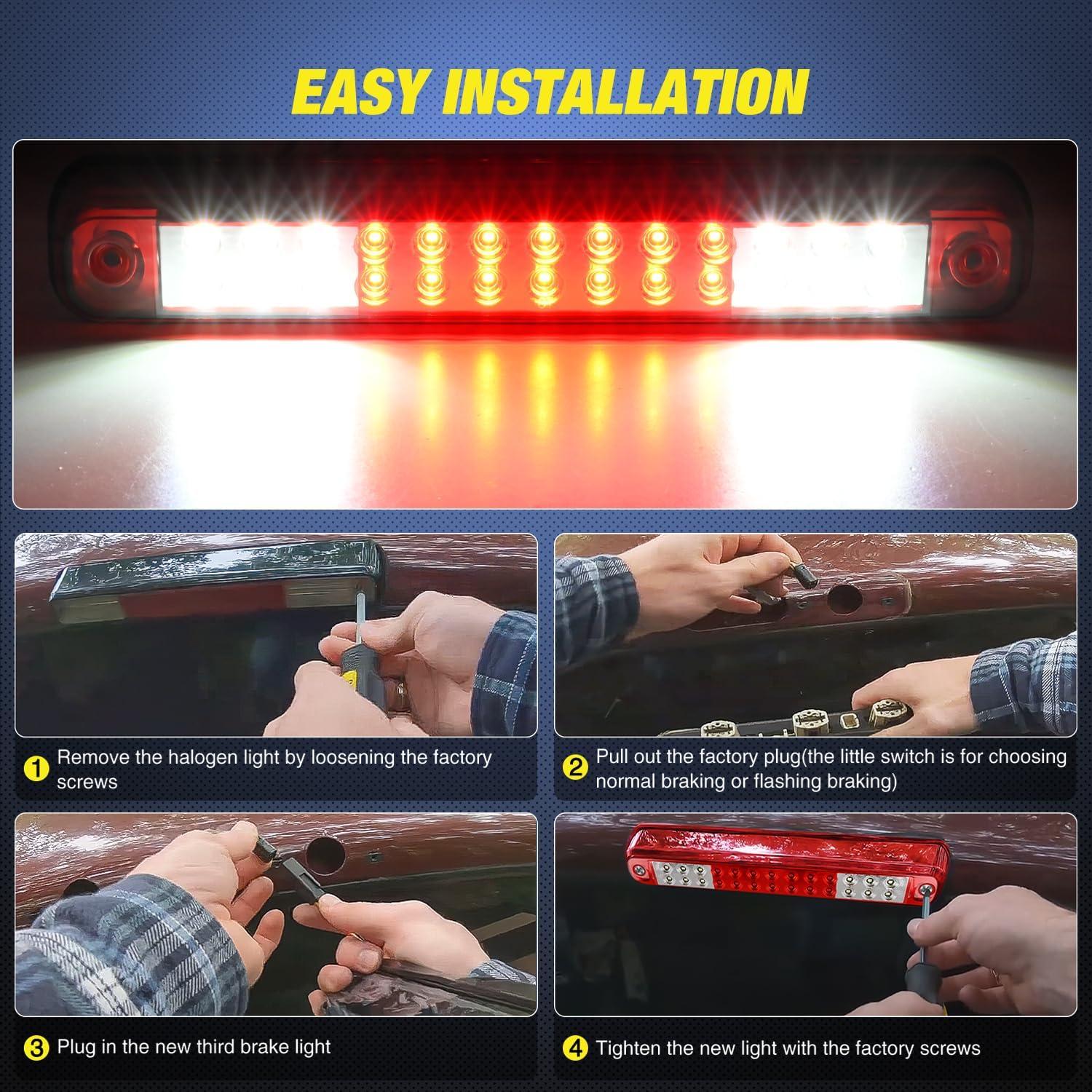 imageNilight Third Brake Light Tail High Mount 3rd Stop Cargo Reverse LED Lights Red Lens Compatible with Chevy Colorado and GMC Canyon 2004 2005 2006 2007 2008 2009 2010 2011 2012 Pickup TruckRed Lens