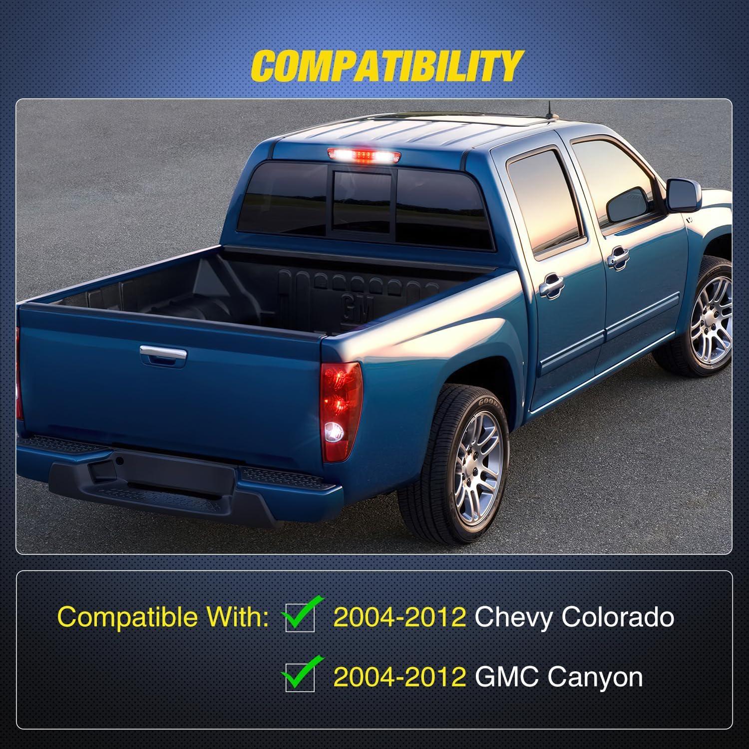 imageNilight Third Brake Light Tail High Mount 3rd Stop Cargo Reverse LED Lights Red Lens Compatible with Chevy Colorado and GMC Canyon 2004 2005 2006 2007 2008 2009 2010 2011 2012 Pickup TruckRed Lens