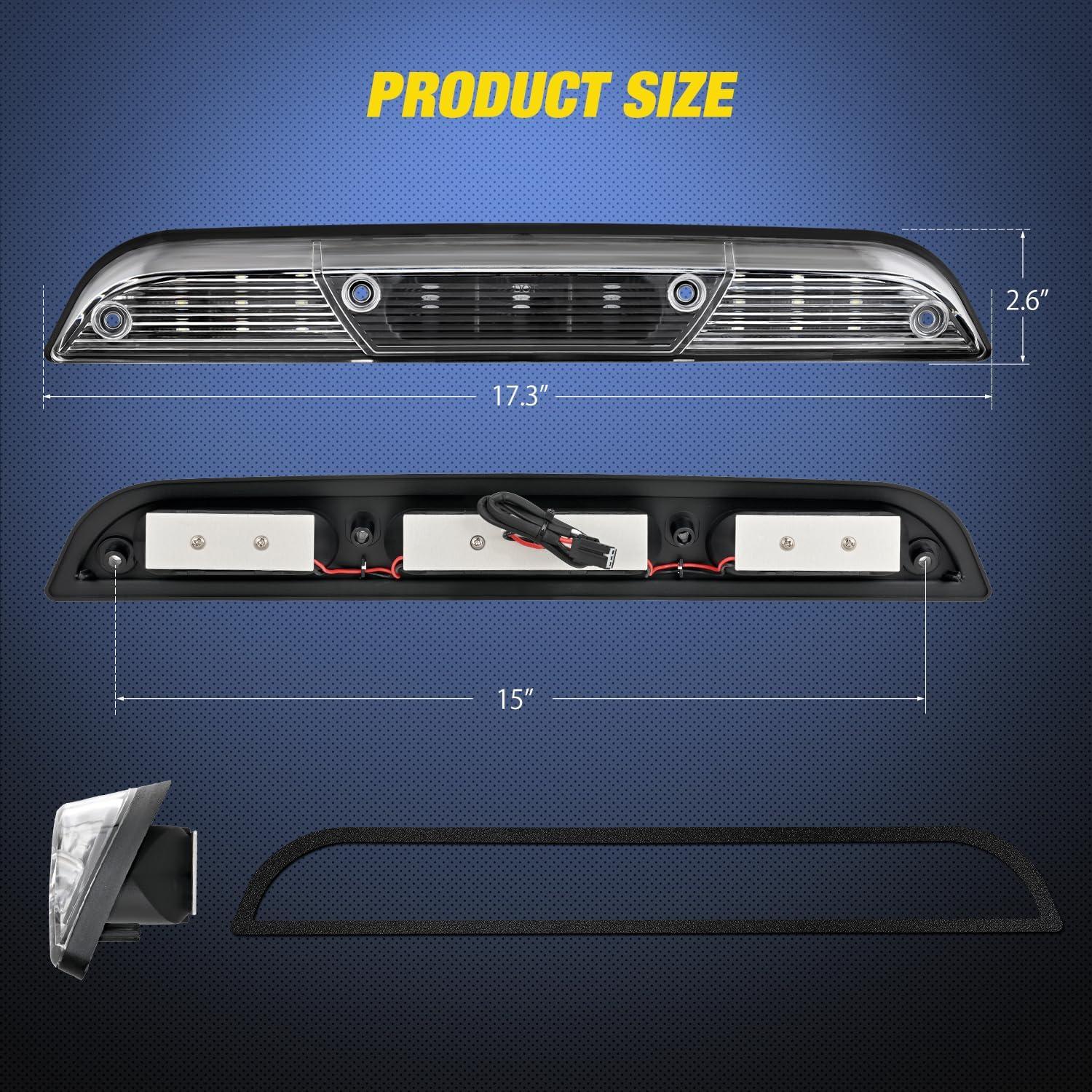 imageNilight Third Brake Light Tail High Mount 3rd Stop Cargo Reverse LED Lights Red Lens Compatible with Chevy Colorado and GMC Canyon 2004 2005 2006 2007 2008 2009 2010 2011 2012 Pickup TruckClear Lens