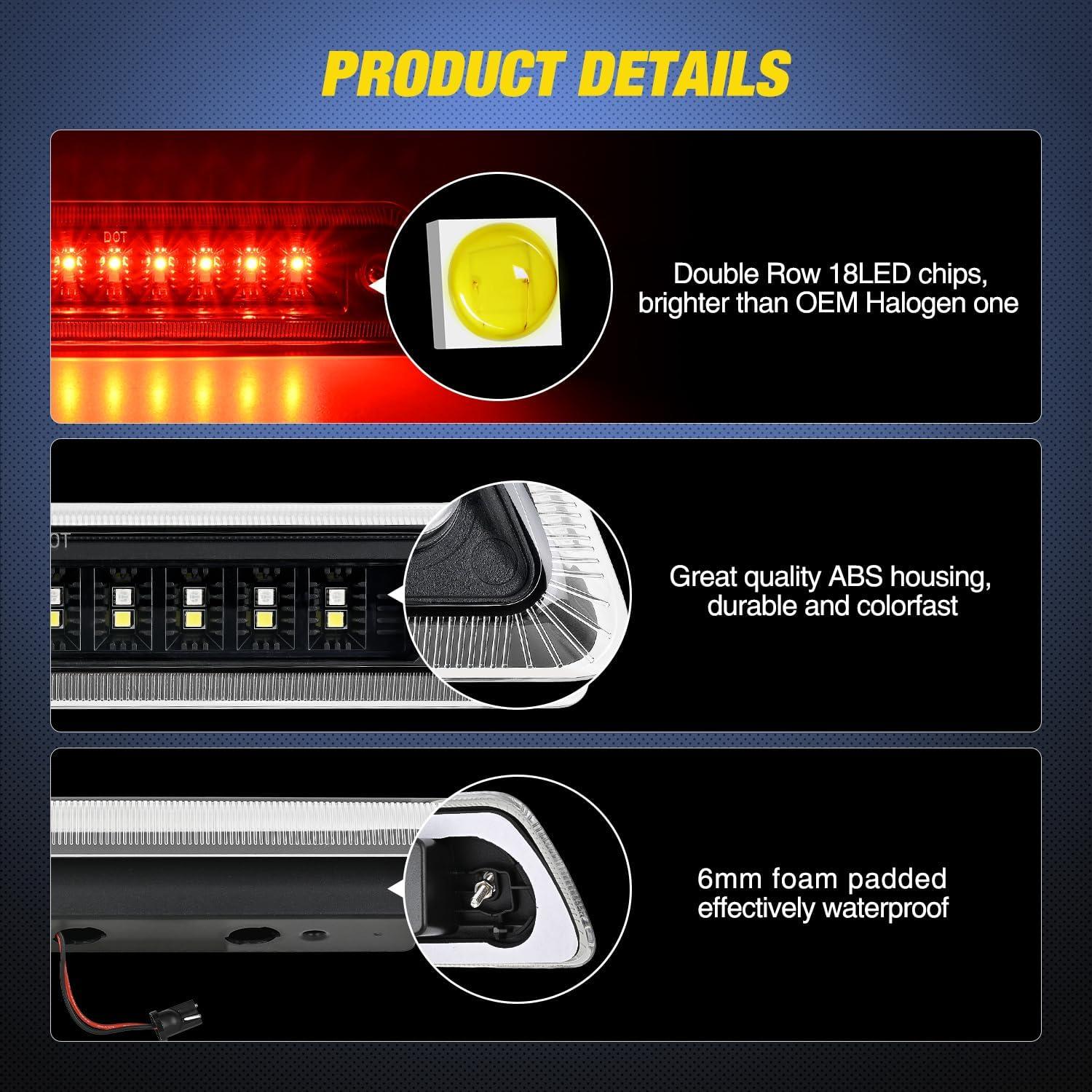 imageNilight Third Brake Light Tail High Mount 3rd Stop Cargo Reverse LED Lights Red Lens Compatible with Chevy Colorado and GMC Canyon 2004 2005 2006 2007 2008 2009 2010 2011 2012 Pickup TruckClear Lens