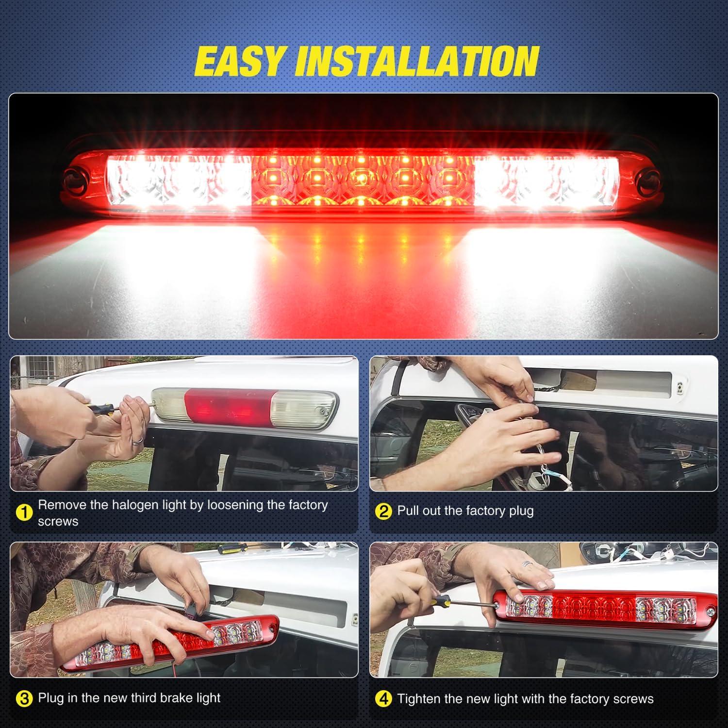 imageNilight Third Brake Light Tail High Mount 3rd Stop Cargo Reverse LED Lights Red Lens Compatible with Chevy Colorado and GMC Canyon 2004 2005 2006 2007 2008 2009 2010 2011 2012 Pickup TruckRed Lens