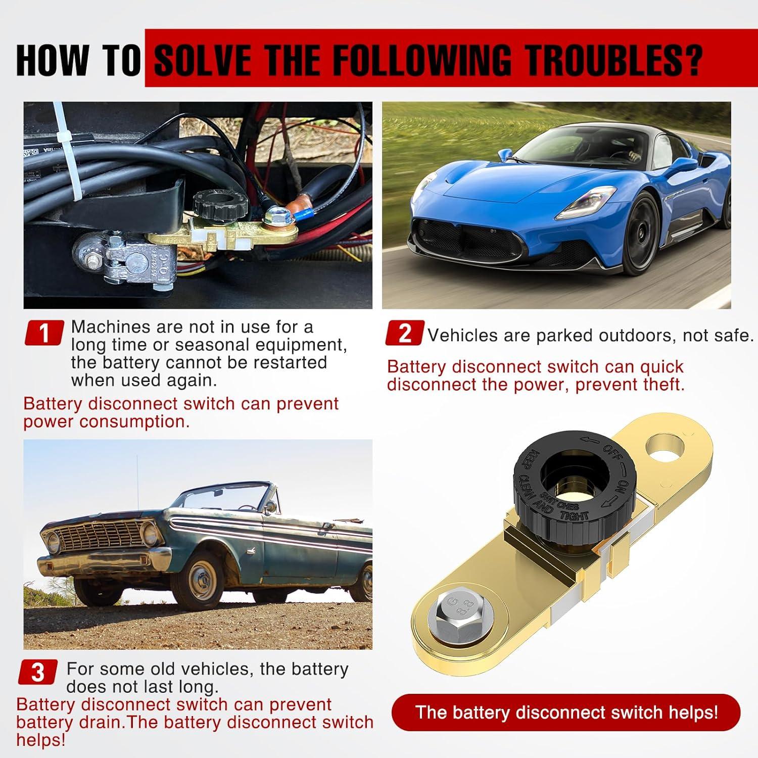 imageNilight Top Post Knife Blade Master Switch 12V 24V 250A Battery Negative Disconnect Shut Off Kill Power Isolator for Car Truck Marine RV Vehicle and Electrical EquipmentSide Post