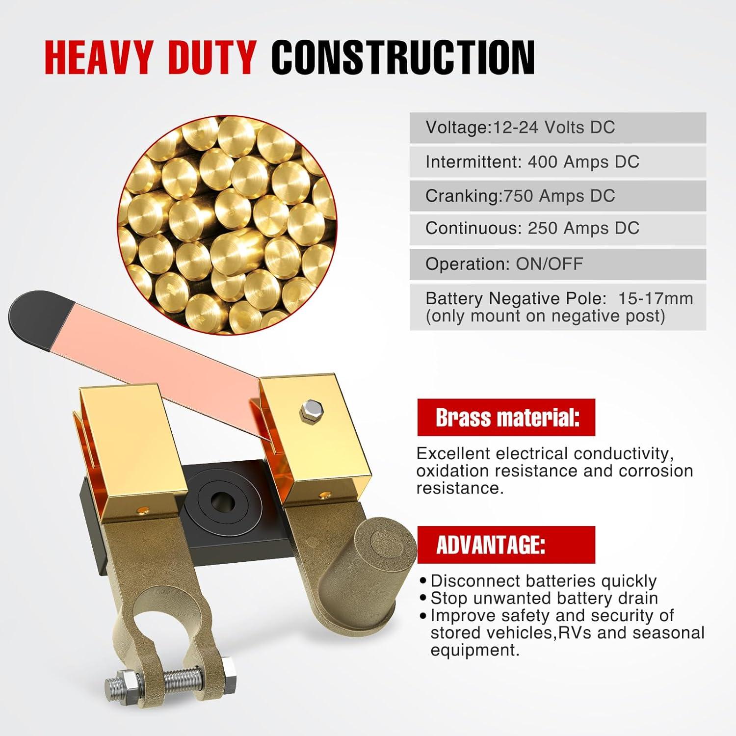 imageNilight Top Post Knife Blade Master Switch 12V 24V 250A Battery Negative Disconnect Shut Off Kill Power Isolator for Car Truck Marine RV Vehicle and Electrical EquipmentTop  Side PostVerticalHorizontal