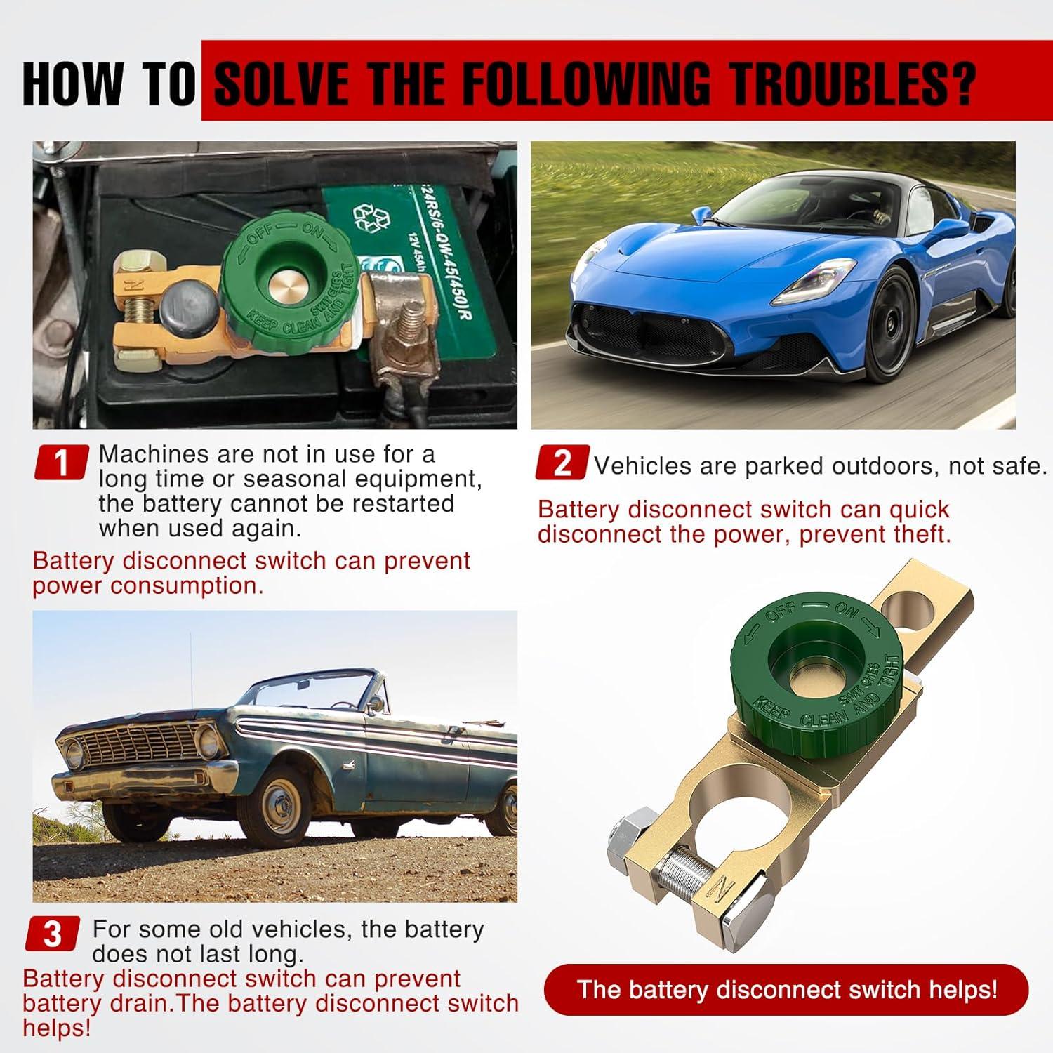 imageNilight Top Post Knife Blade Master Switch 12V 24V 250A Battery Negative Disconnect Shut Off Kill Power Isolator for Car Truck Marine RV Vehicle and Electrical EquipmentTop Post