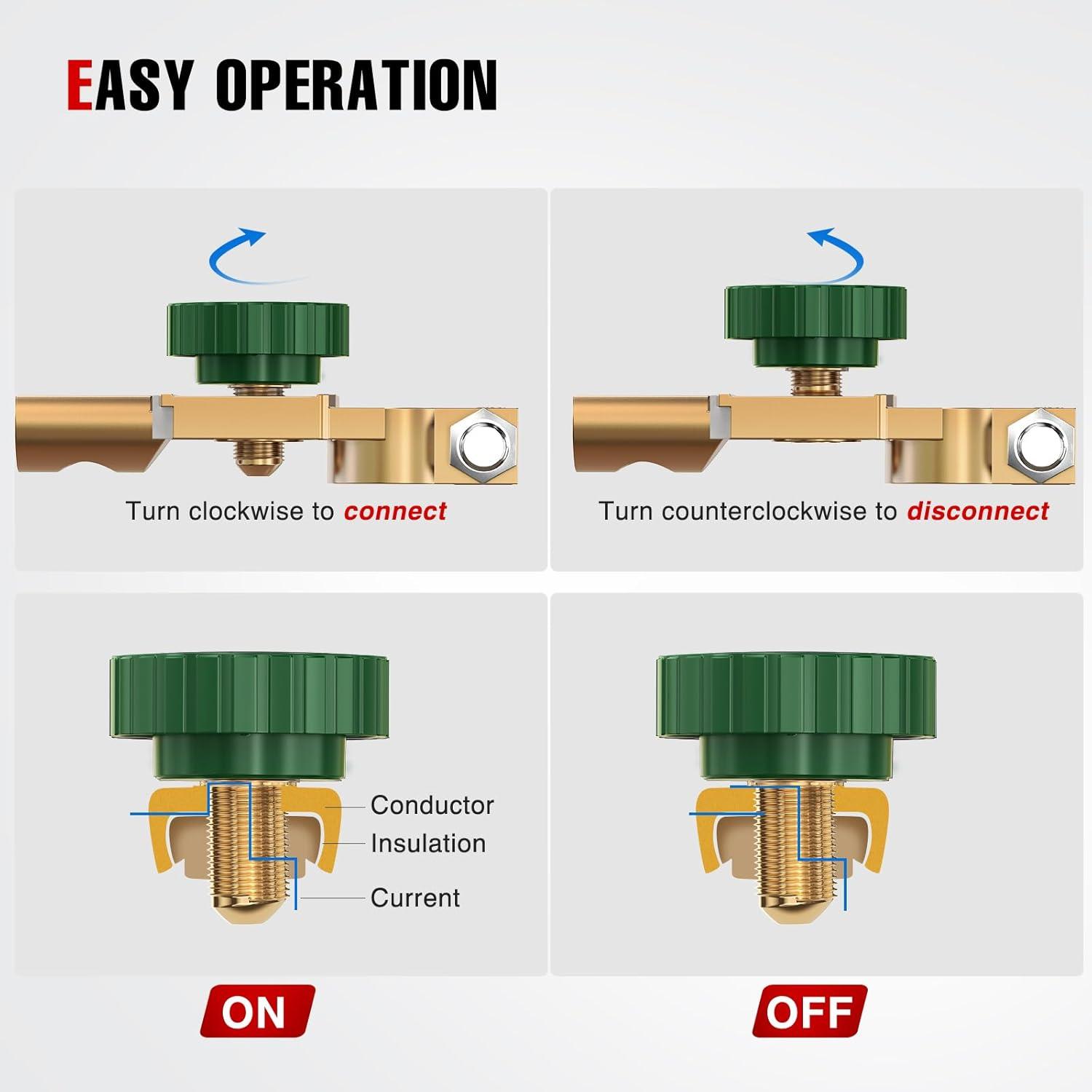 imageNilight Top Post Knife Blade Master Switch 12V 24V 250A Battery Negative Disconnect Shut Off Kill Power Isolator for Car Truck Marine RV Vehicle and Electrical EquipmentTop Post