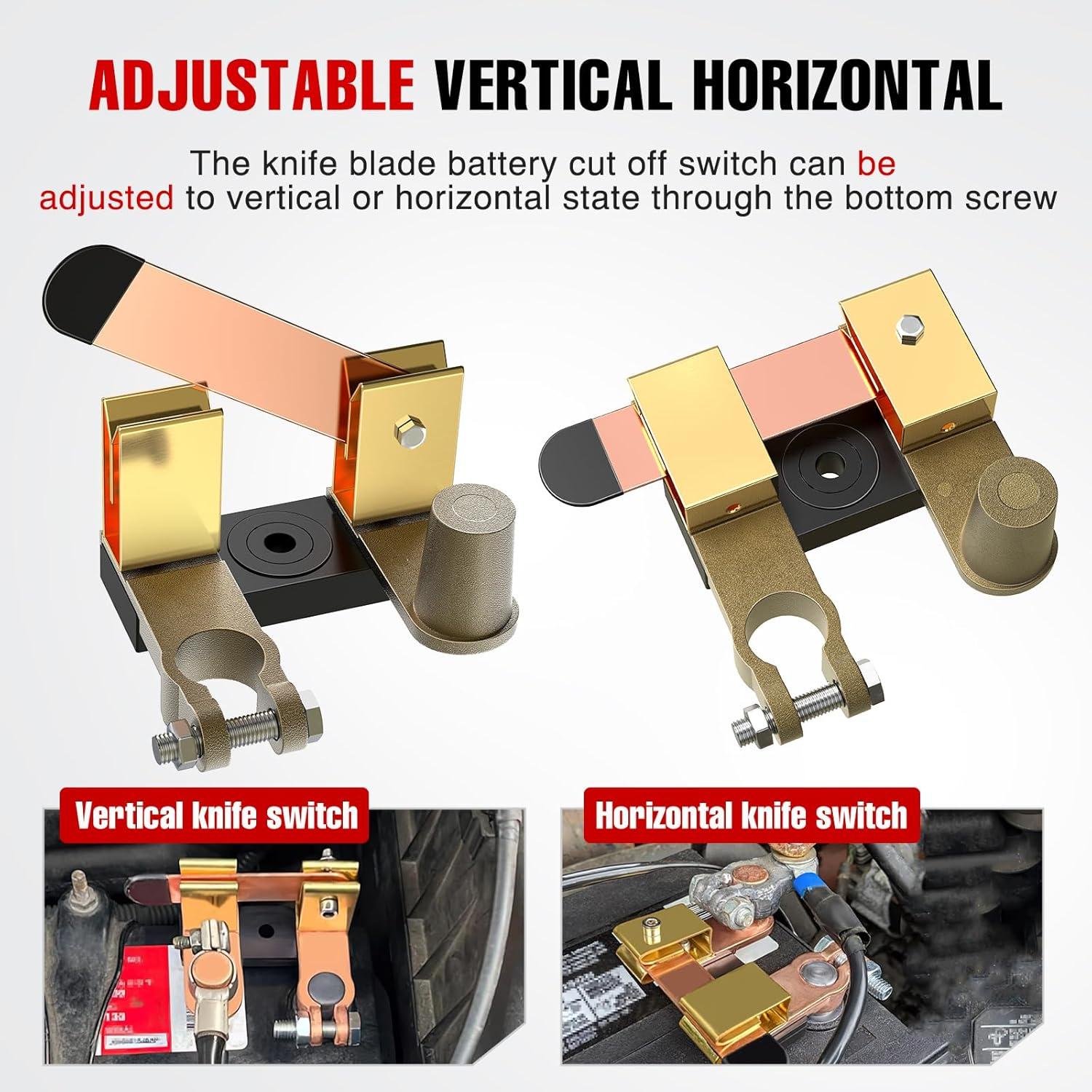 imageNilight Top Post Knife Blade Master Switch 12V 24V 250A Battery Negative Disconnect Shut Off Kill Power Isolator for Car Truck Marine RV Vehicle and Electrical EquipmentTop  Side PostVerticalHorizontal