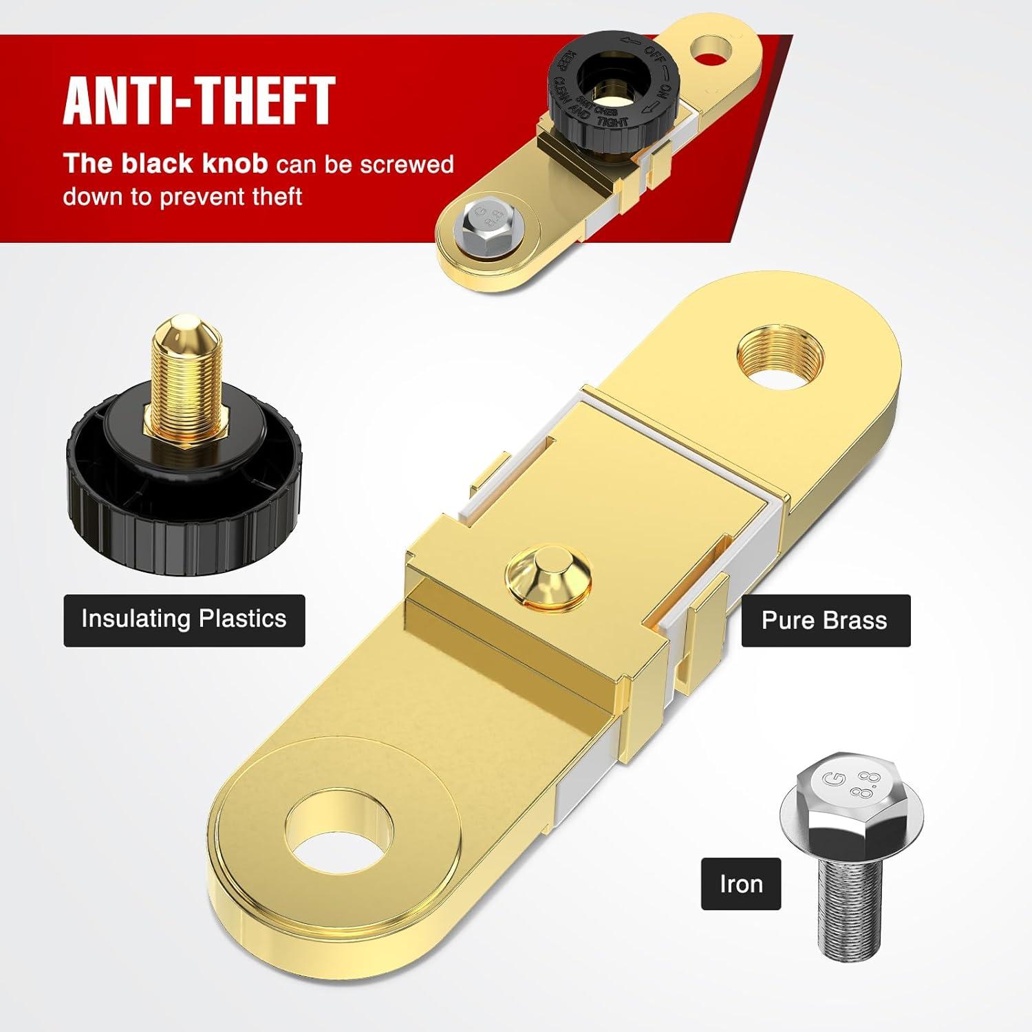 imageNilight Top Post Knife Blade Master Switch 12V 24V 250A Battery Negative Disconnect Shut Off Kill Power Isolator for Car Truck Marine RV Vehicle and Electrical EquipmentSide Post