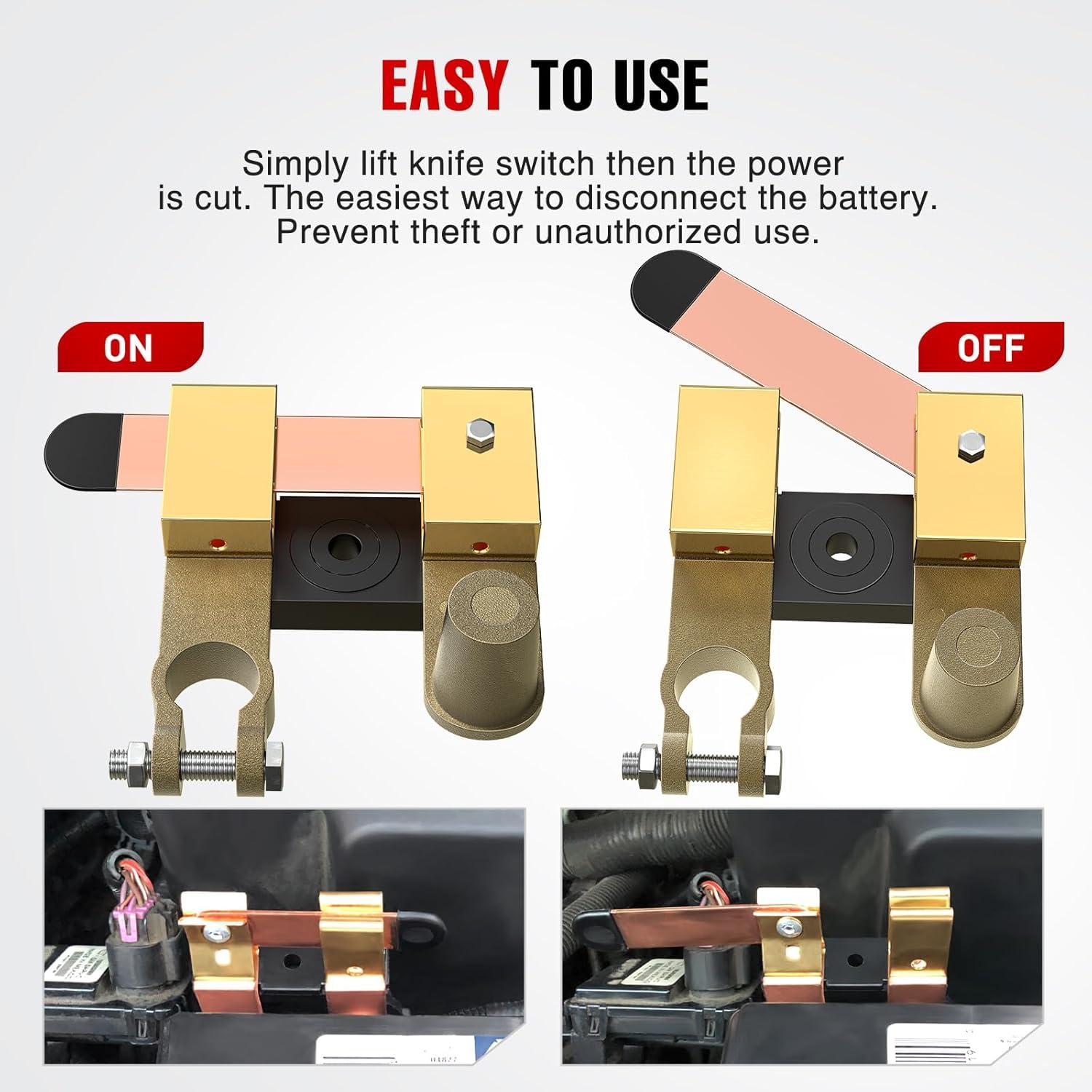 imageNilight Top Post Knife Blade Master Switch 12V 24V 250A Battery Negative Disconnect Shut Off Kill Power Isolator for Car Truck Marine RV Vehicle and Electrical EquipmentTop  Side PostVerticalHorizontal