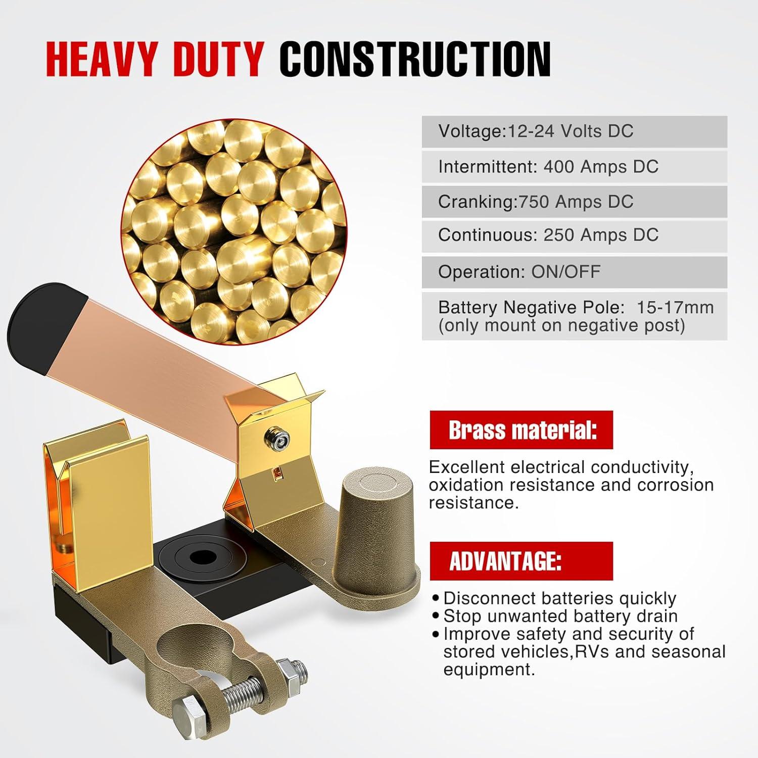 imageNilight Top Post Knife Blade Master Switch 12V 24V 250A Battery Negative Disconnect Shut Off Kill Power Isolator for Car Truck Marine RV Vehicle and Electrical EquipmentTop PostVertical