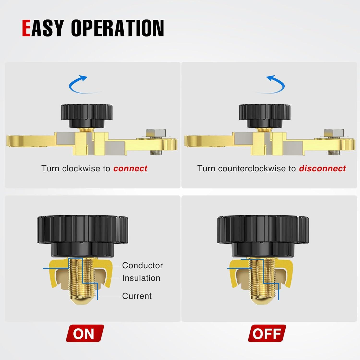 imageNilight Top Post Knife Blade Master Switch 12V 24V 250A Battery Negative Disconnect Shut Off Kill Power Isolator for Car Truck Marine RV Vehicle and Electrical EquipmentSide Post