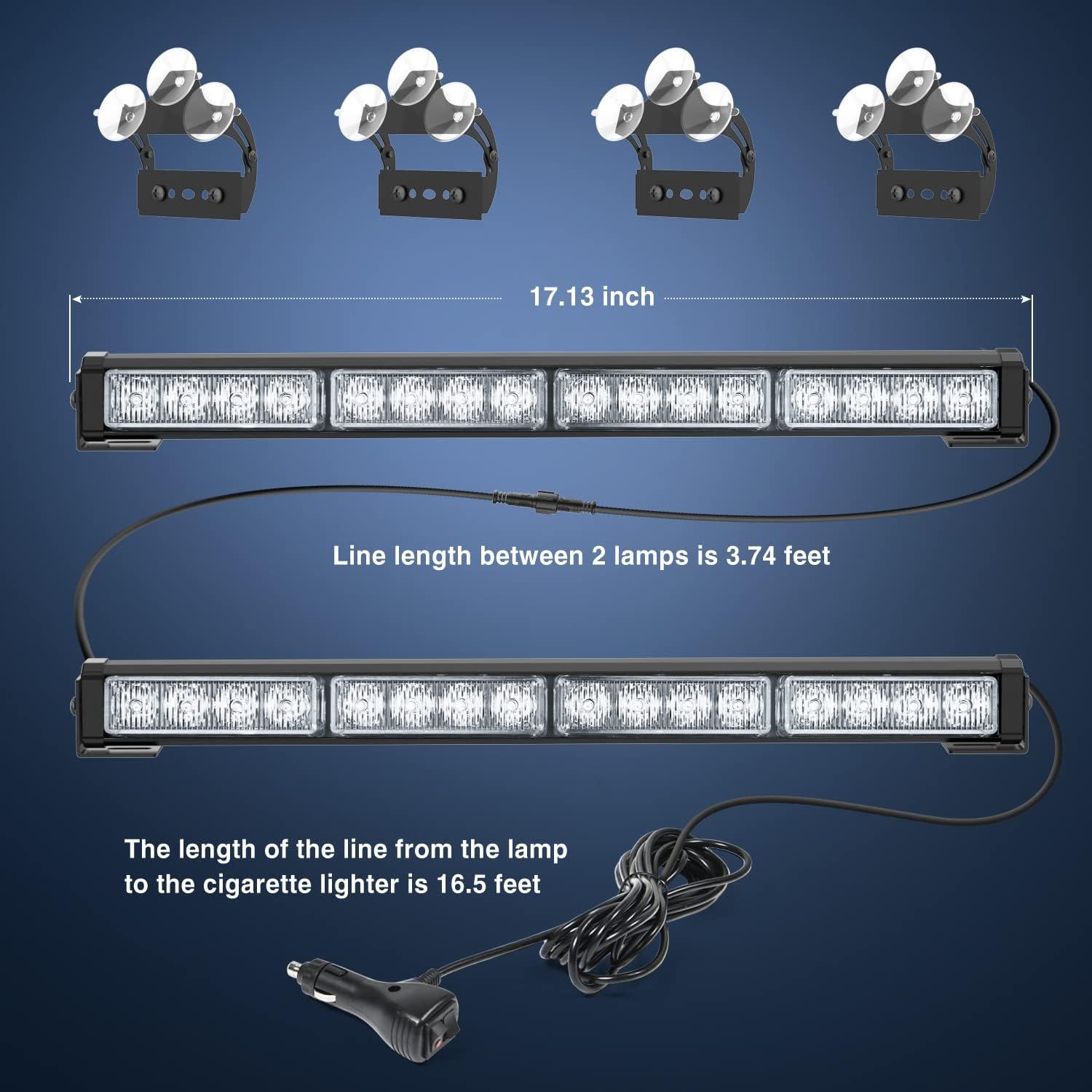 imageNilight Traffic Advisor Emergency Strobe Light Bar 2 In 1 17Inch 32LED 23 Flash Patterns Directional Safety Warning Lights with Cigar Lighter on Trucks Police Construction VehiclesBlue and Red