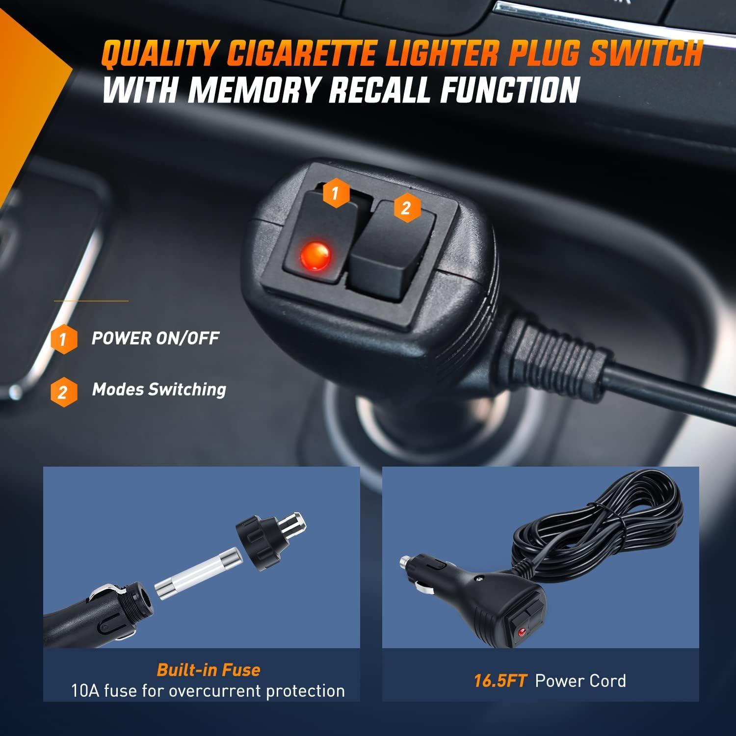 imageNilight Traffic Advisor Emergency Strobe Light Bar 35Inch 32LED 21 Flash Patterns Directional Safety Warning Lights with Cigar Lighter on Trucks Police Cars Construction VehiclesRed Mix White