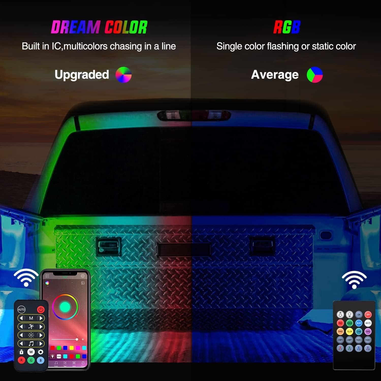 imageNilight Truck Bed Light Strip RGBIC LED Bar for Pickup Multi Dream Color DIY Music Synchronous with APP and RF Remote Control 2PCS 60 inch Cargo Lighting2Pcs RGBIC Bed Strip APP